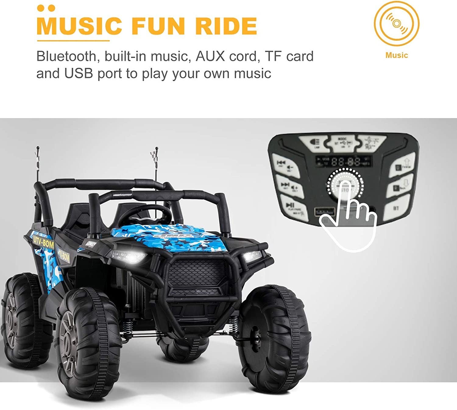 Uenjoy 12V Two-Seater Off-Road Electric Ride-On Truck (Blue)