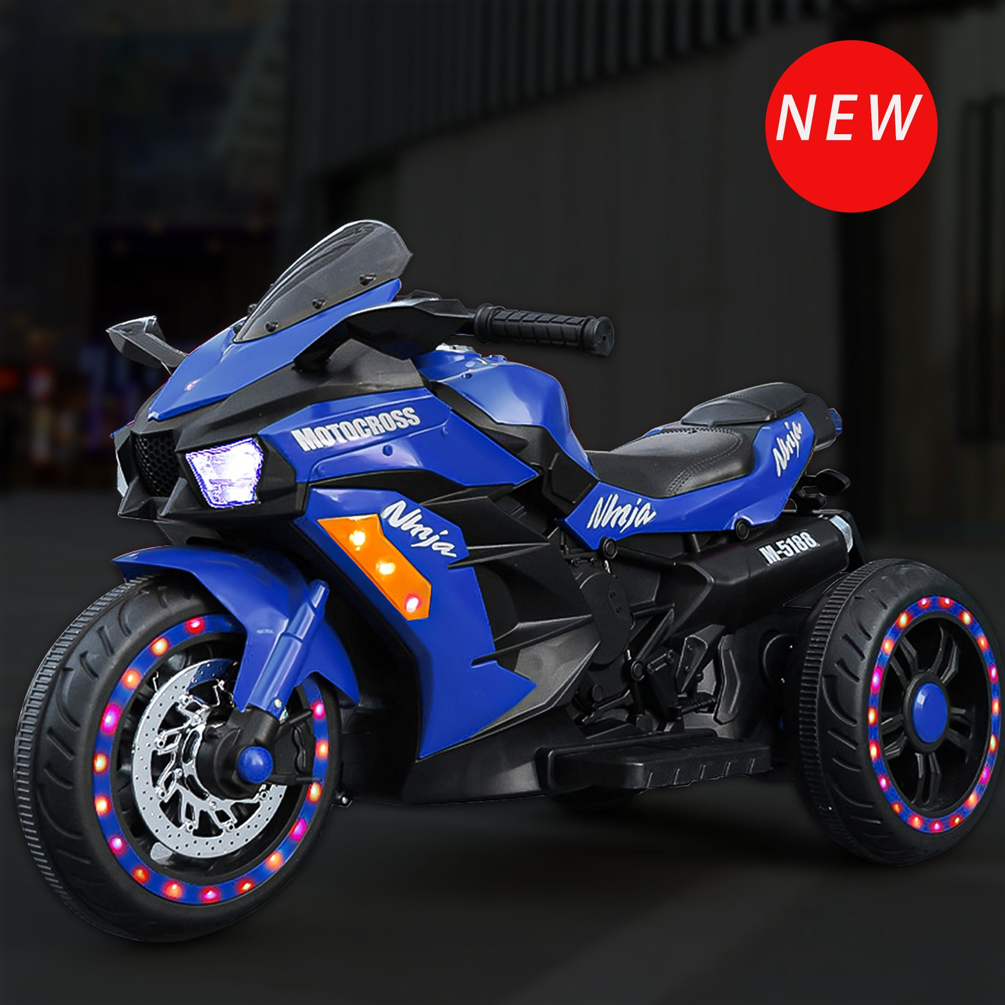 12V 3-Wheel Kids Rechargeable Electric Motorcycle - Blue