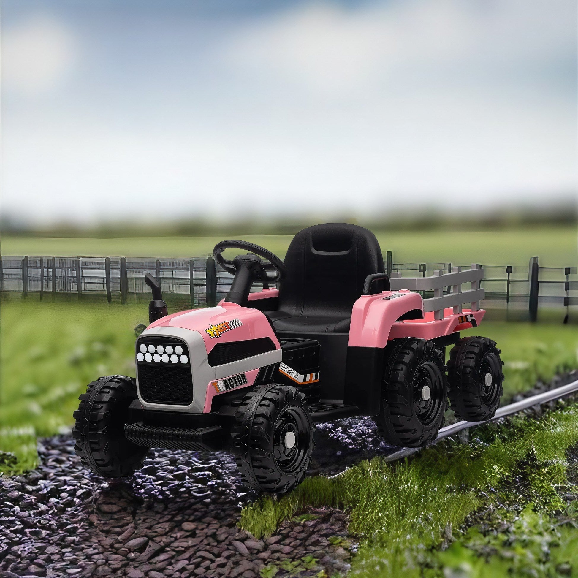 12V Ride-On Tractor with Trailer