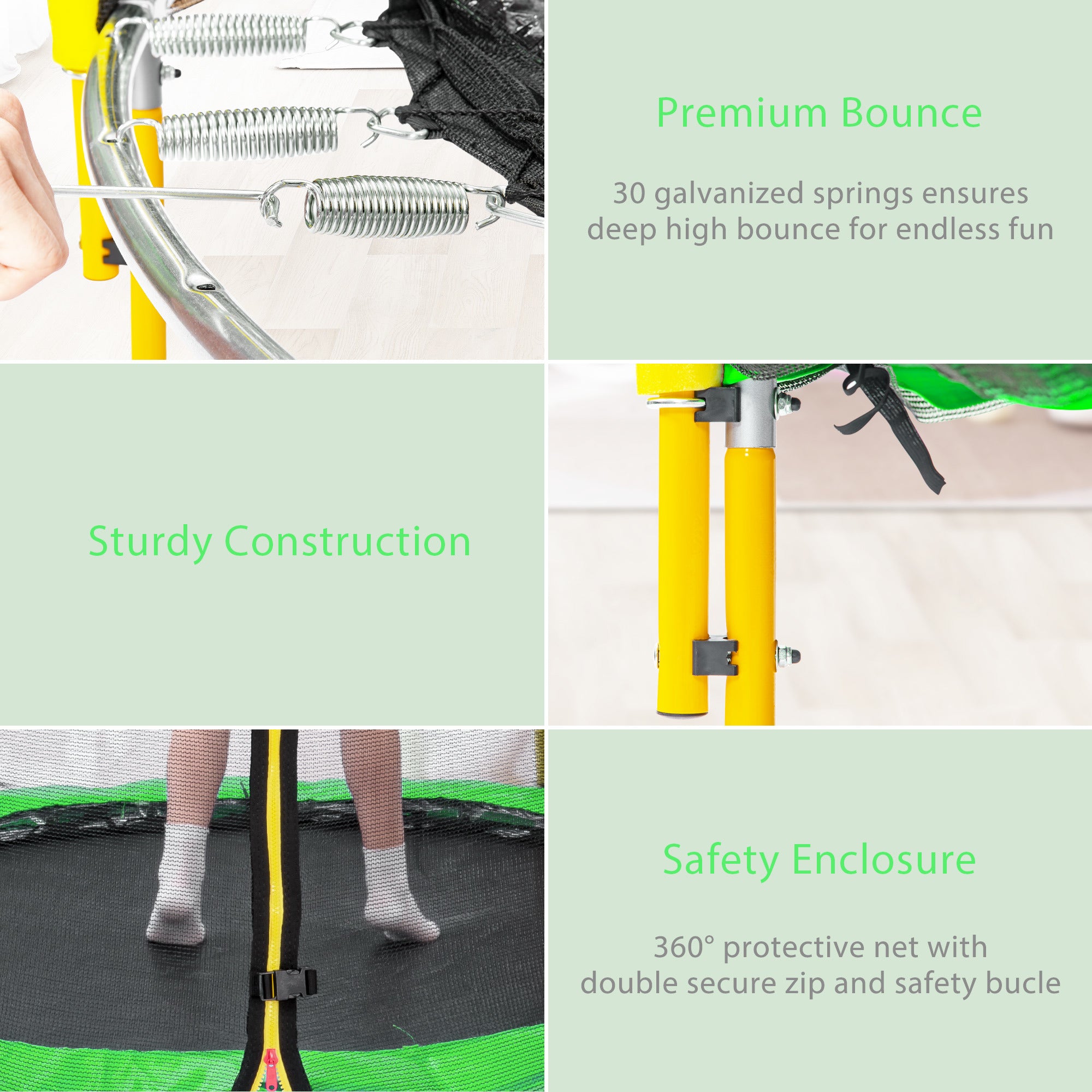 5.5FT Kids Trampoline with Basketball (Green)