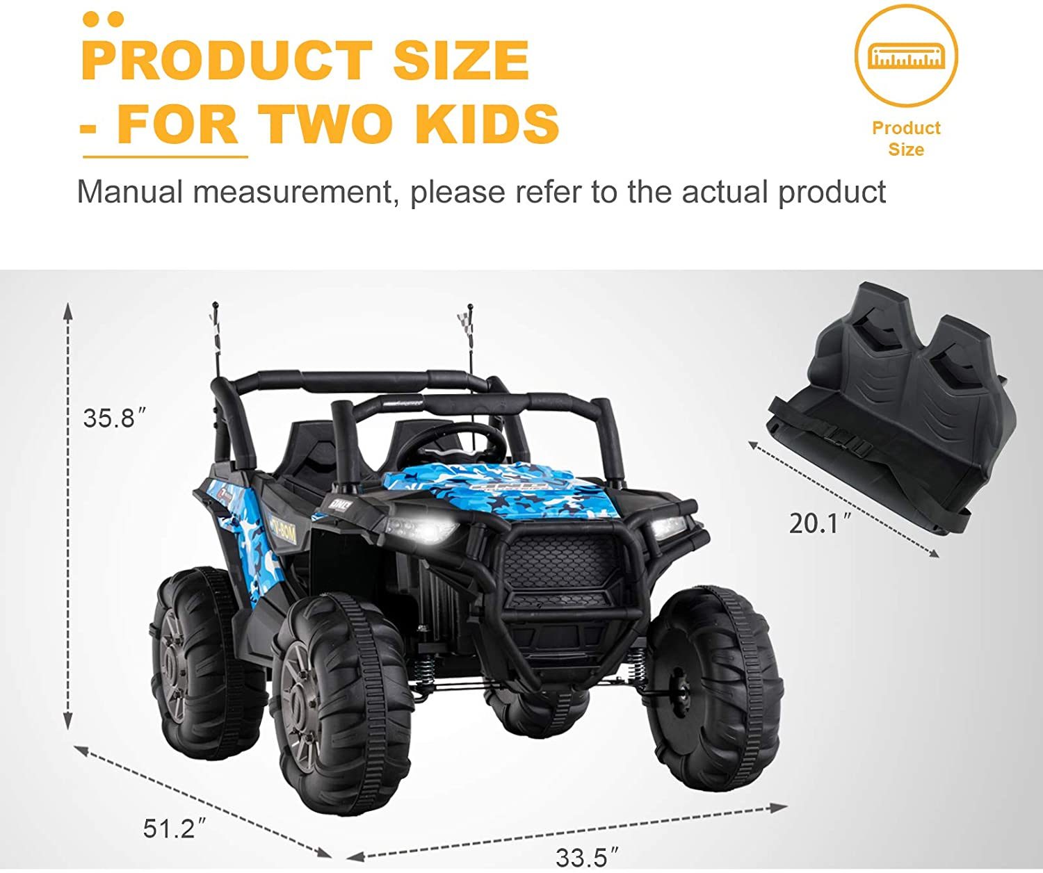 Uenjoy 12V Two-Seater Off-Road Electric Ride-On Truck (Blue)