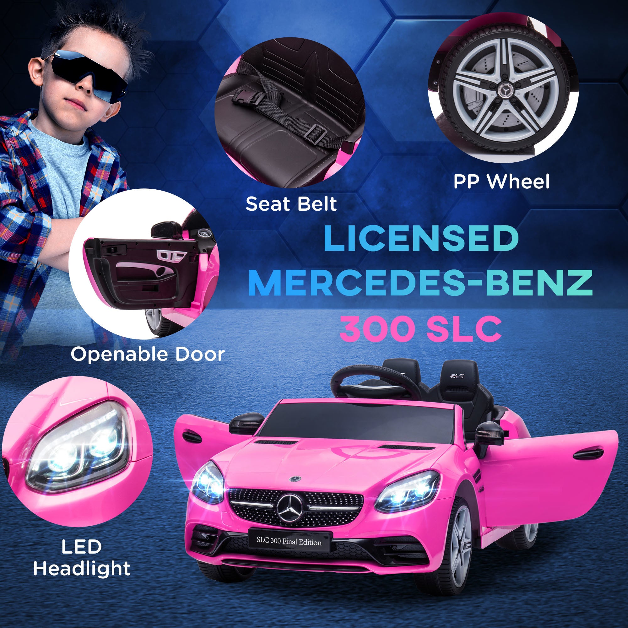12V Mercedes SLC 300 Pink for kids
