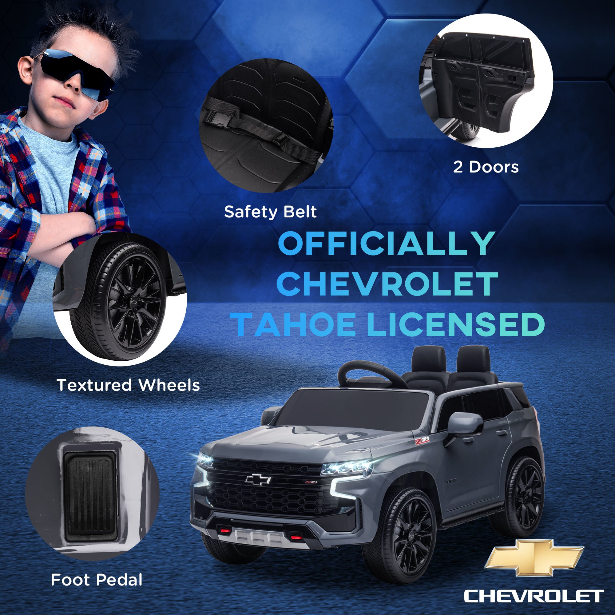 Chevrolet TAHOE Licensed Kids Ride on Car, 12V Battery Powered Kids Electric Car