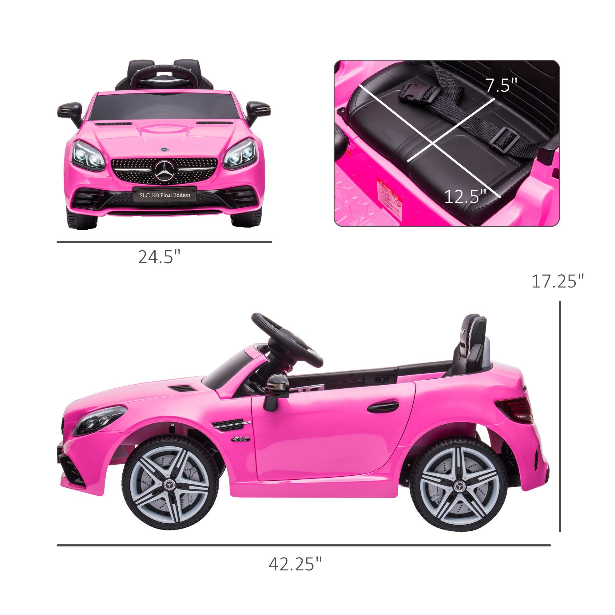 12V Mercedes SLC 300 Pink for kids