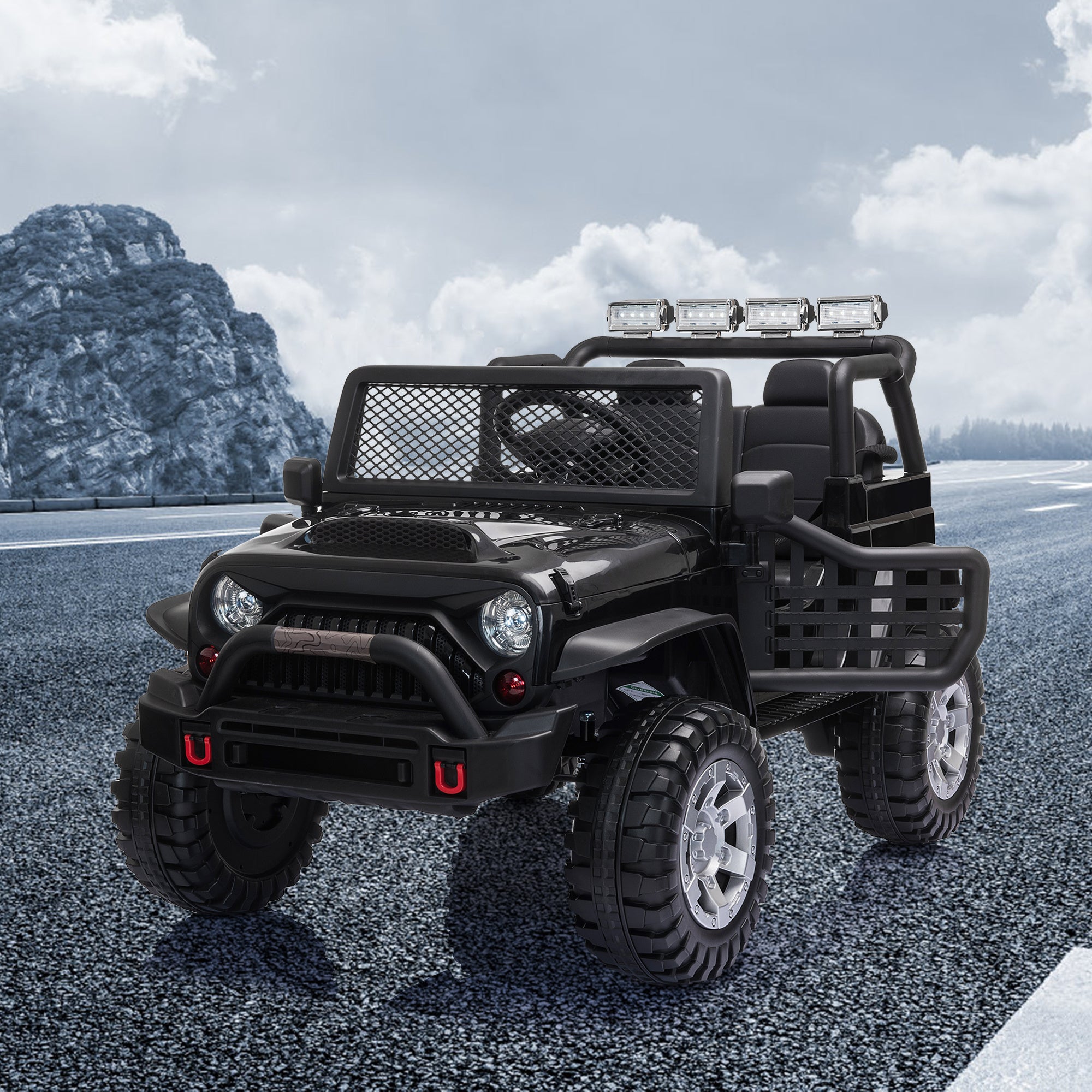 Black 12V kids Ride On Jeep with Remote Control