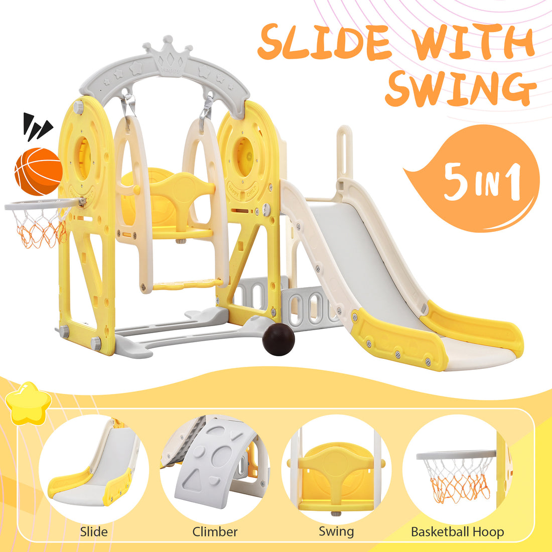 5-in-1 Toddler Playground with Slide