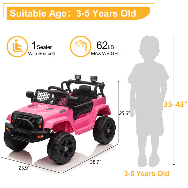 Dual Drive 12V 4.5A.h with 2.4G Remote Control Jeep Pink