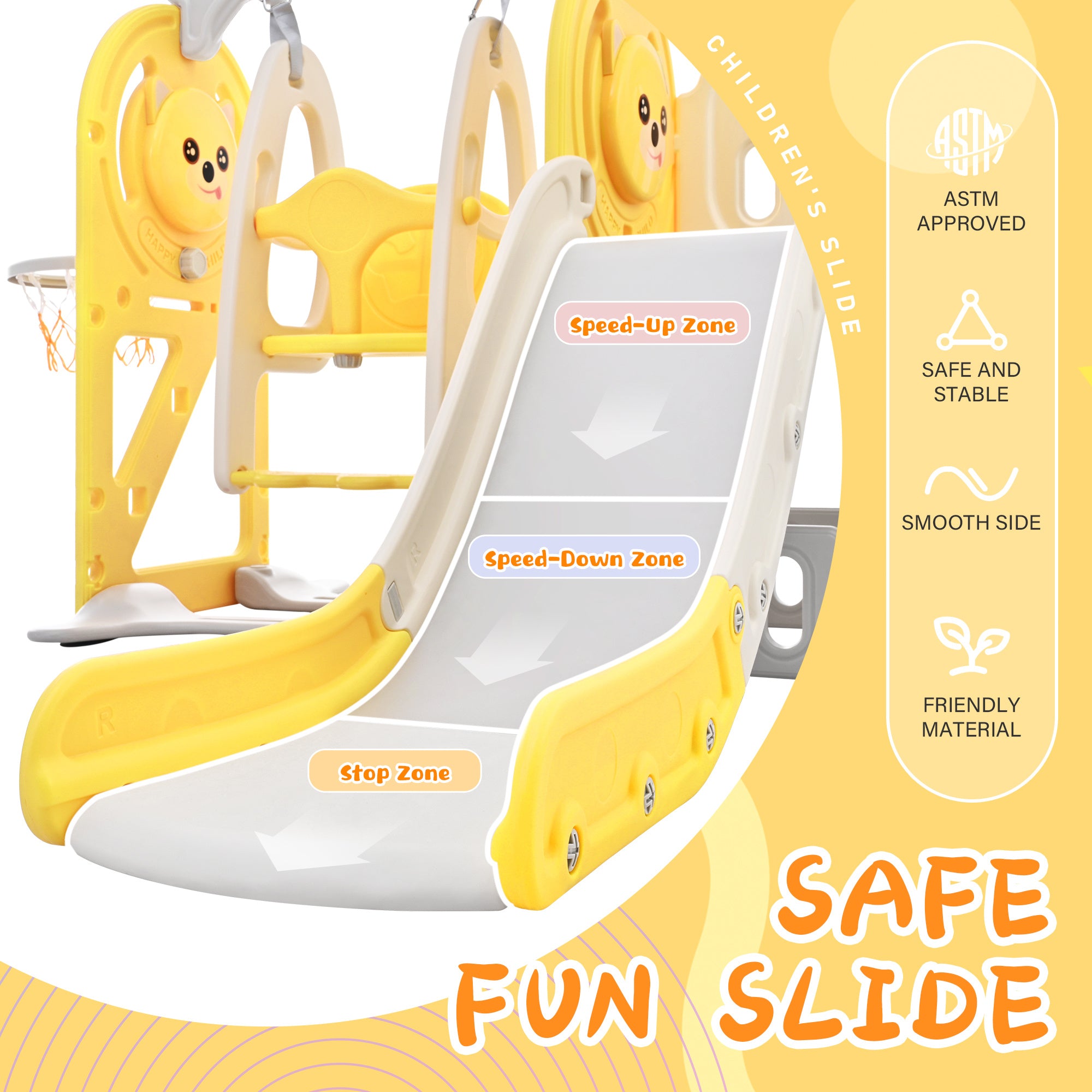 5-in-1 Toddler Playground Set (Yellow)