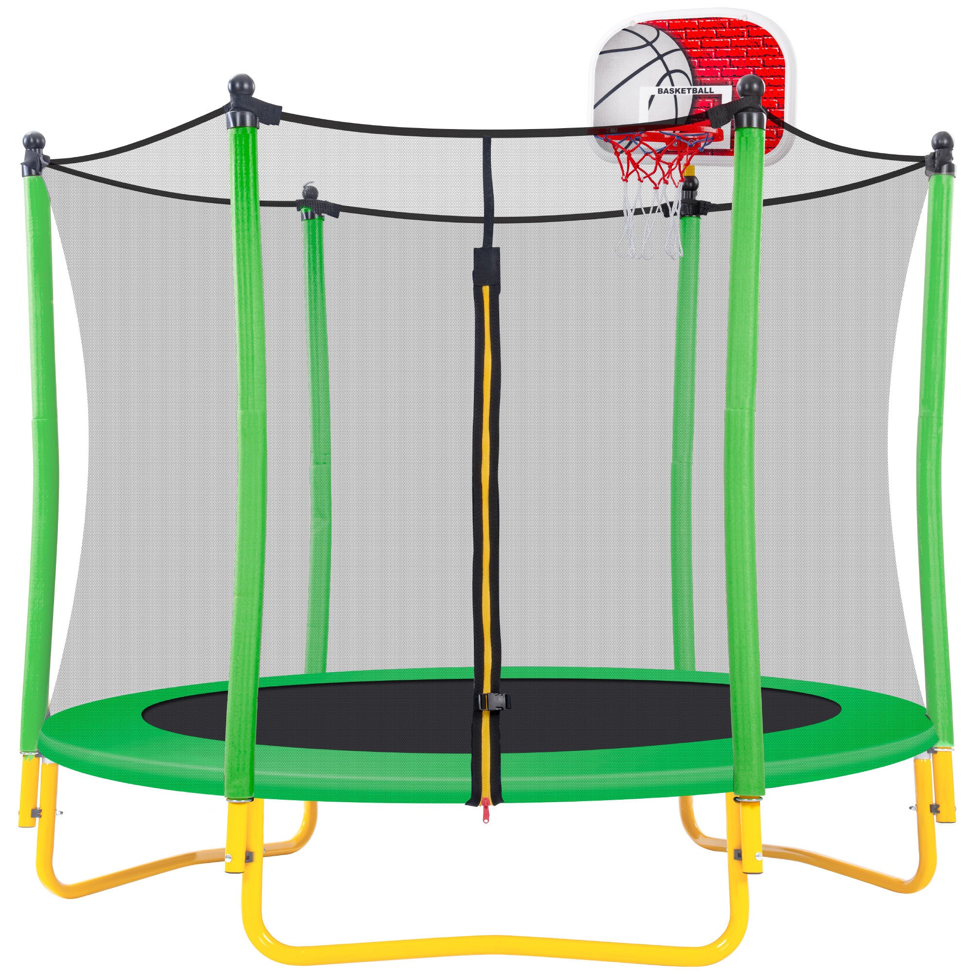 5.5FT Kids Trampoline with Basketball (Green)
