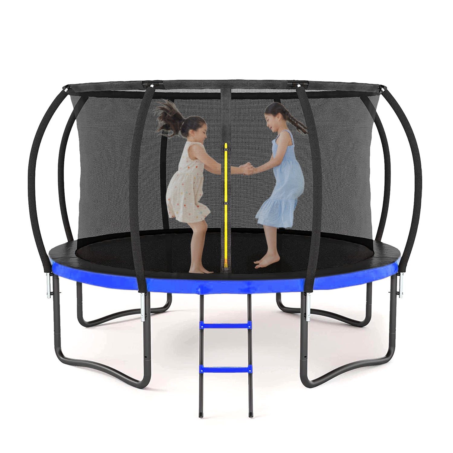 12FT Big Trampoline with Safety - Black & Blue