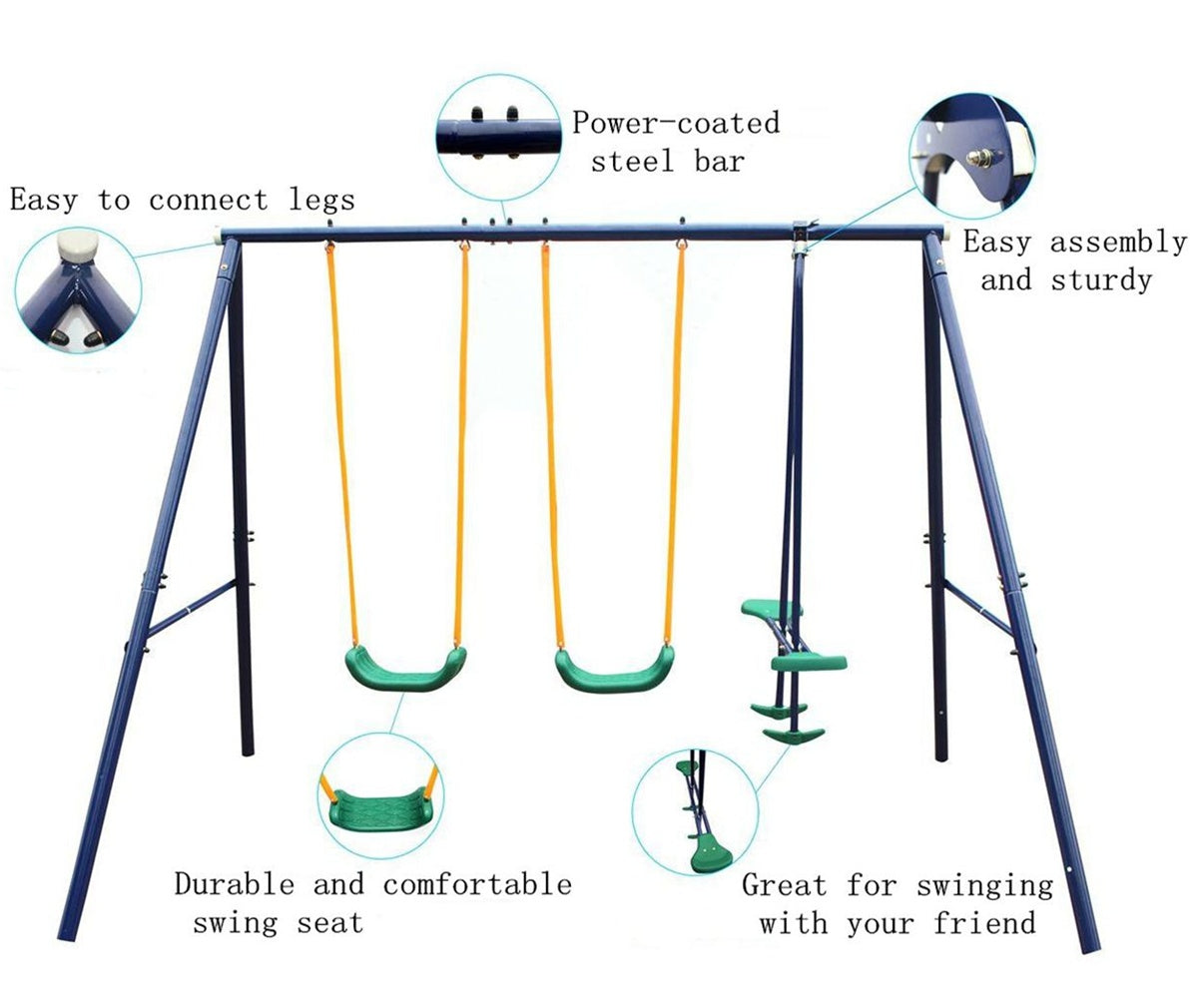 Metal Outdoor Swing Set for Kids