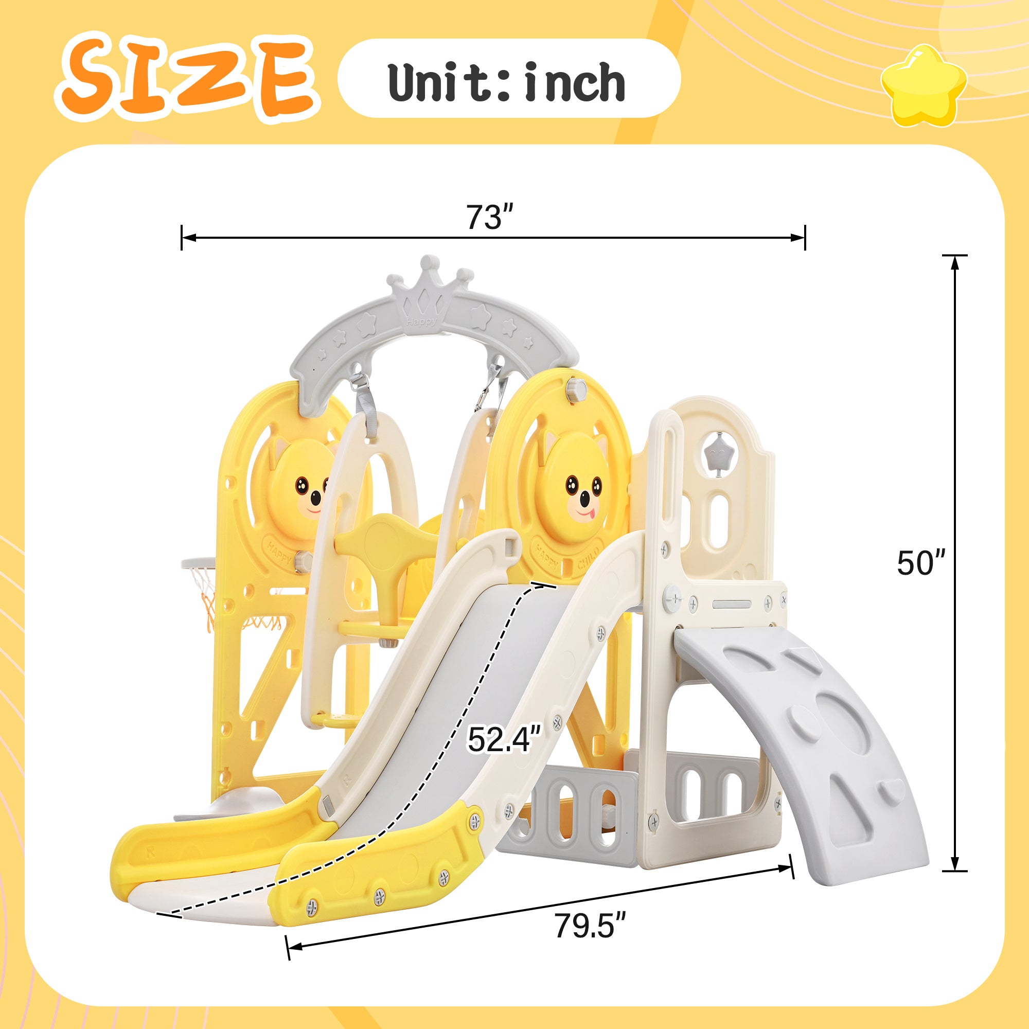 5-in-1 Toddler Playground Set (Yellow)