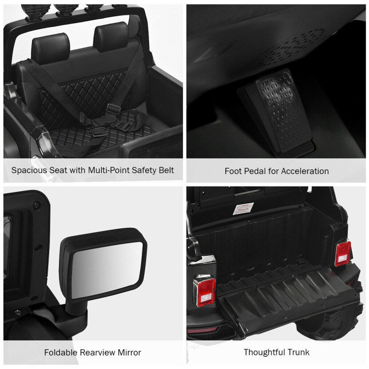 Black 12V Kids Ride-On Truck with Remote Control