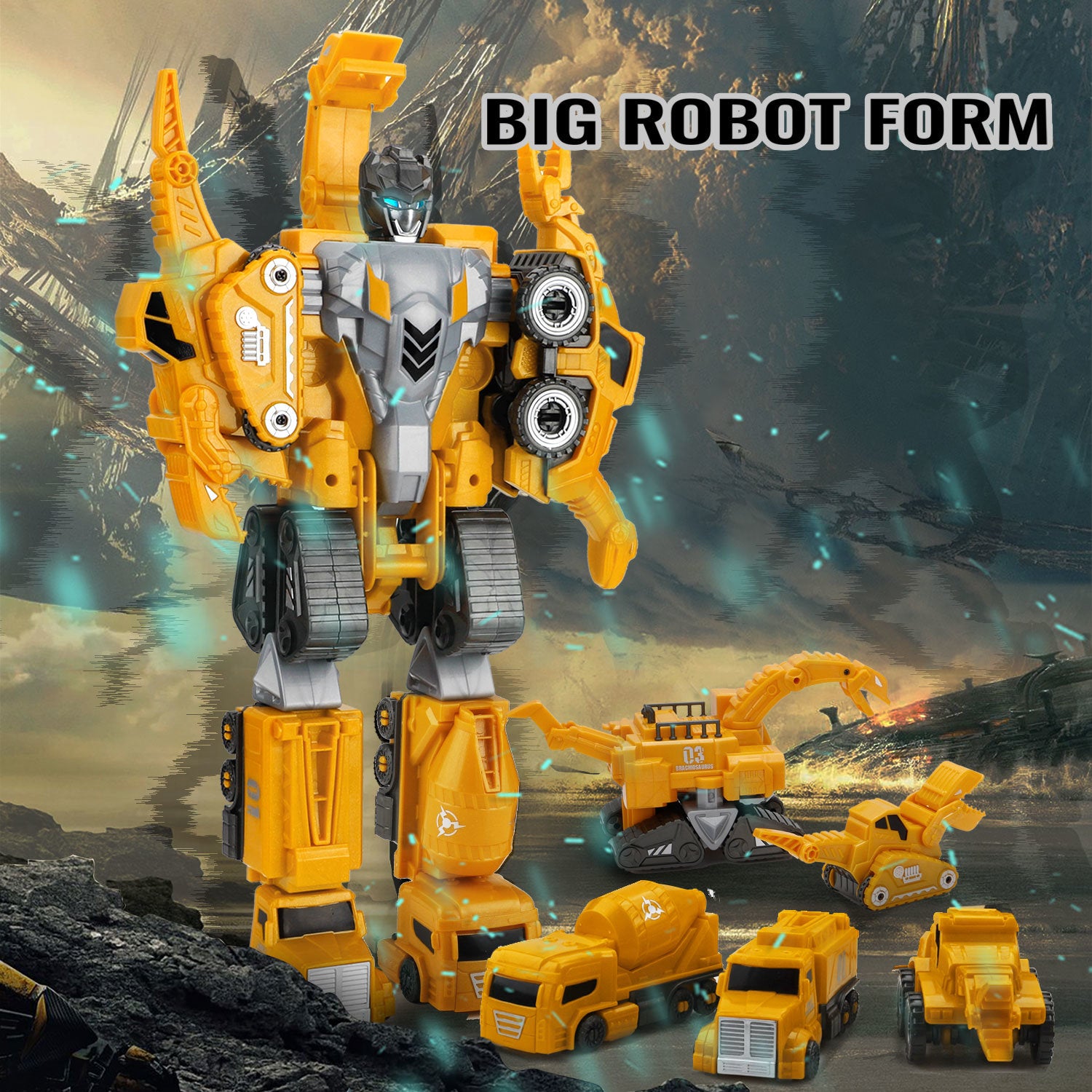 5-in-1 Dinosaur Transforming Robot Toy Set