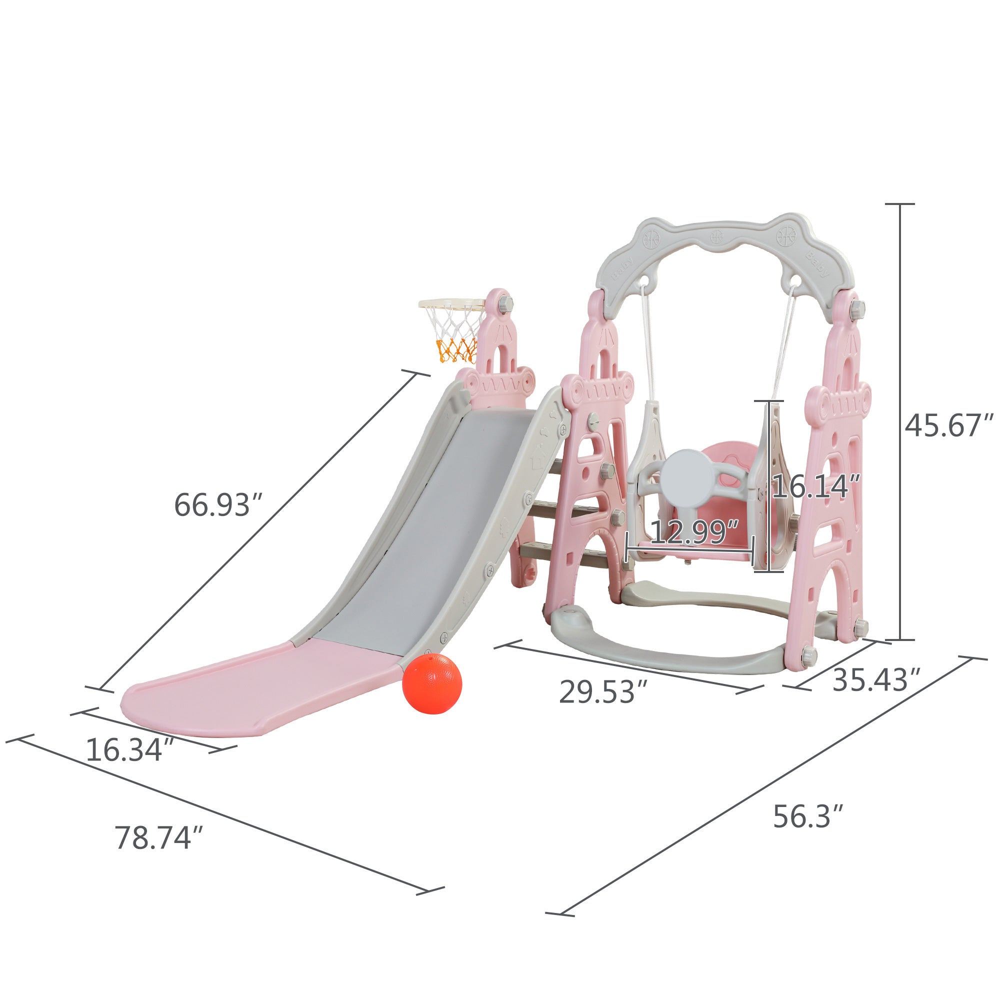 3-in-1 Children's Slide Swing Set