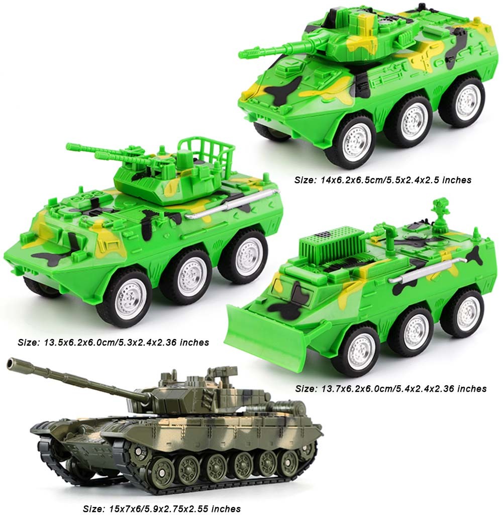 4-Pack Plastic Army Vehicle Tanks