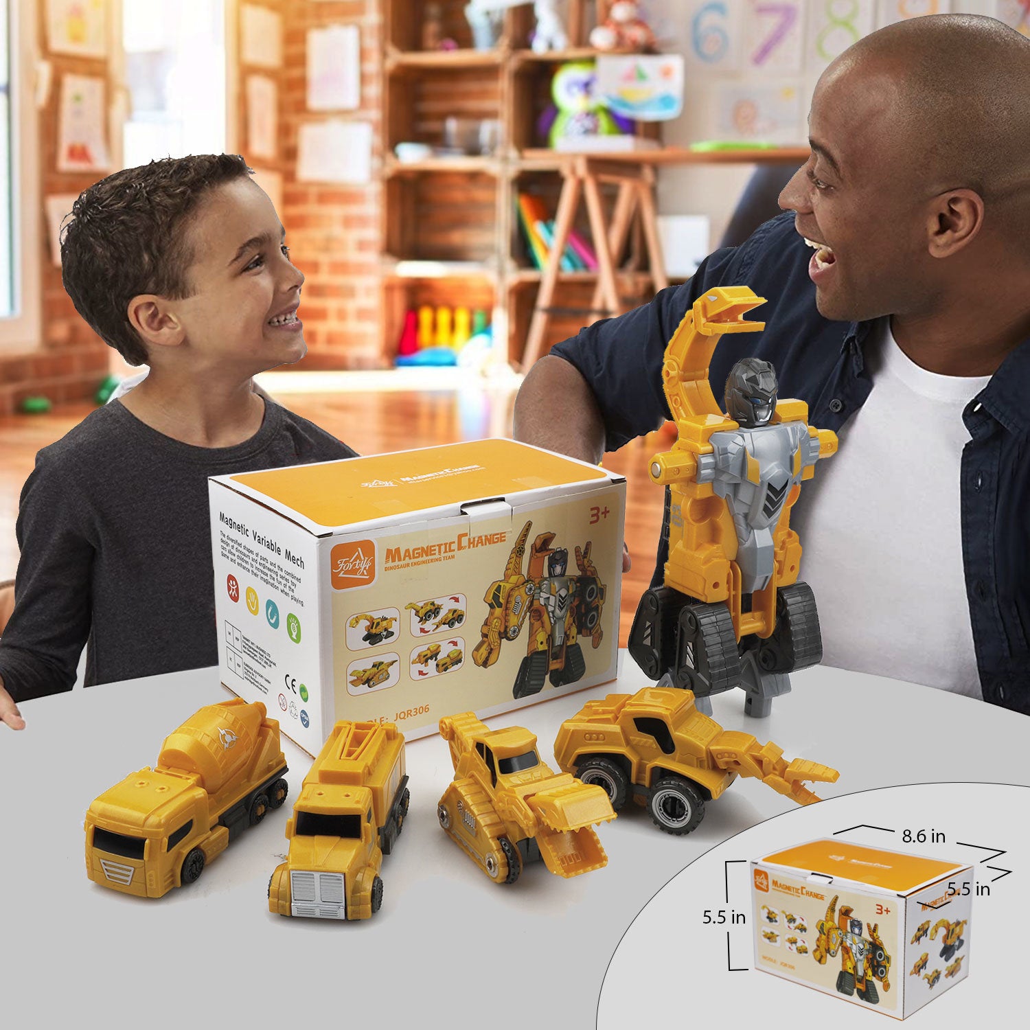 5-in-1 Dinosaur Transforming Robot Toy Set
