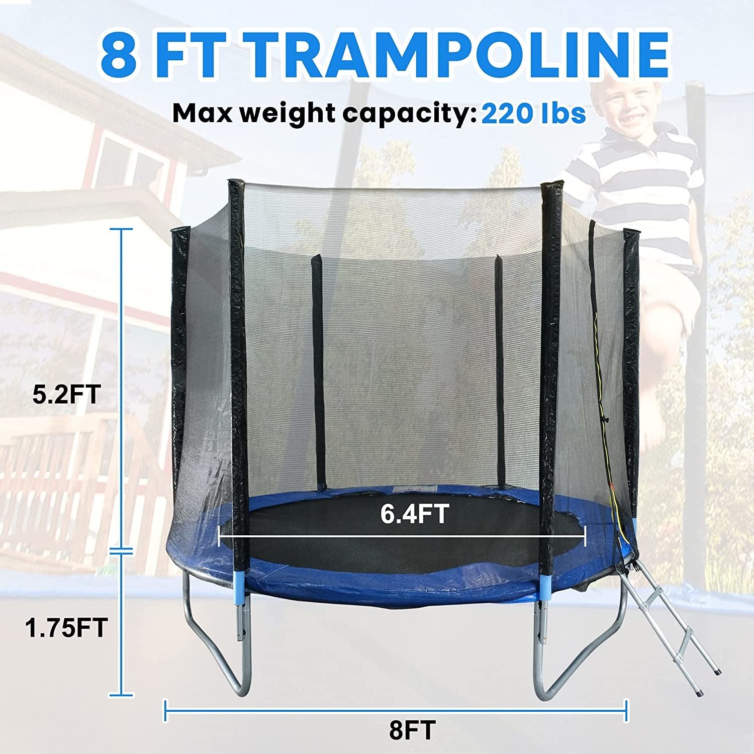 8FT Trampoline Combo with Safety