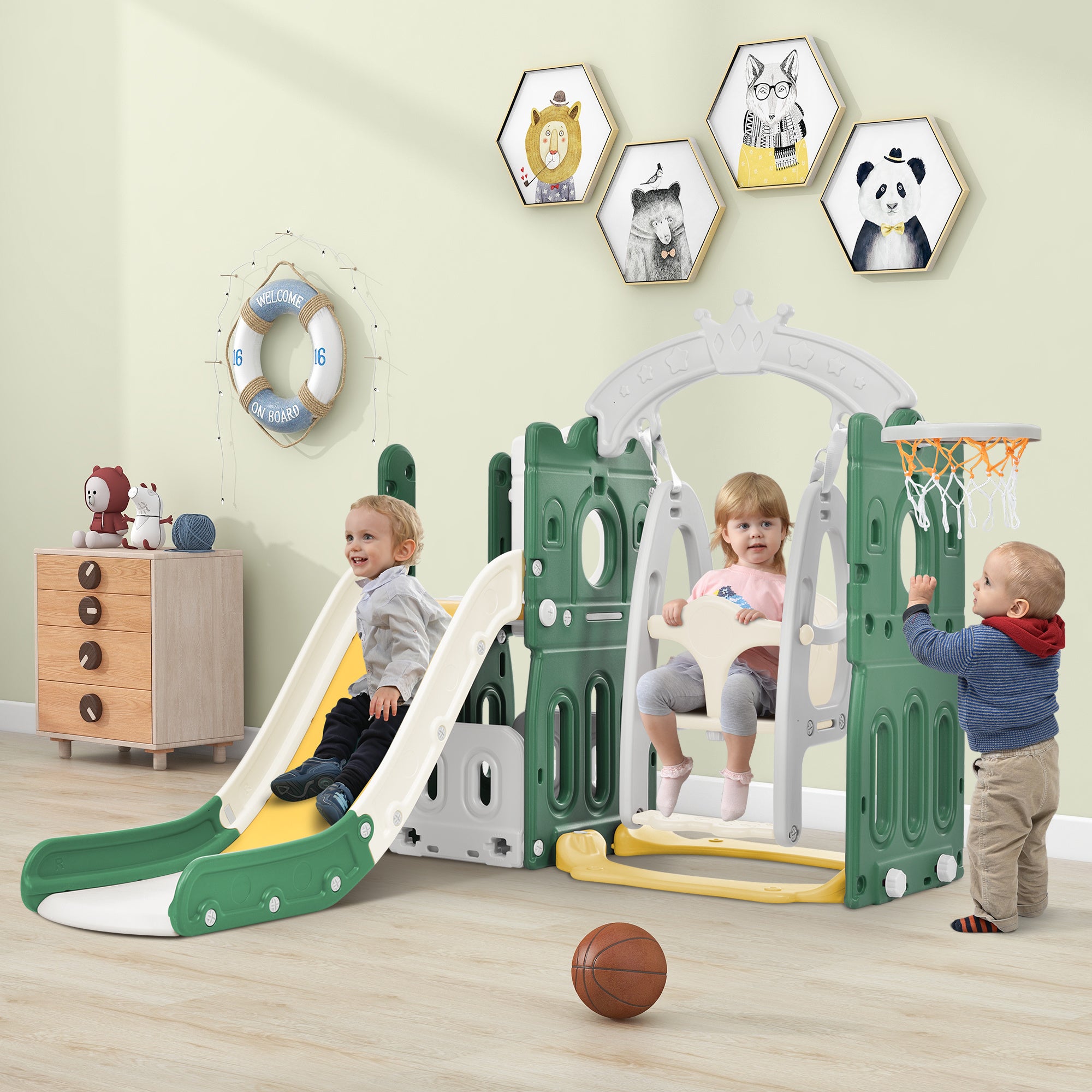 5-in-1 Toddler Playset with Hoop (Green)