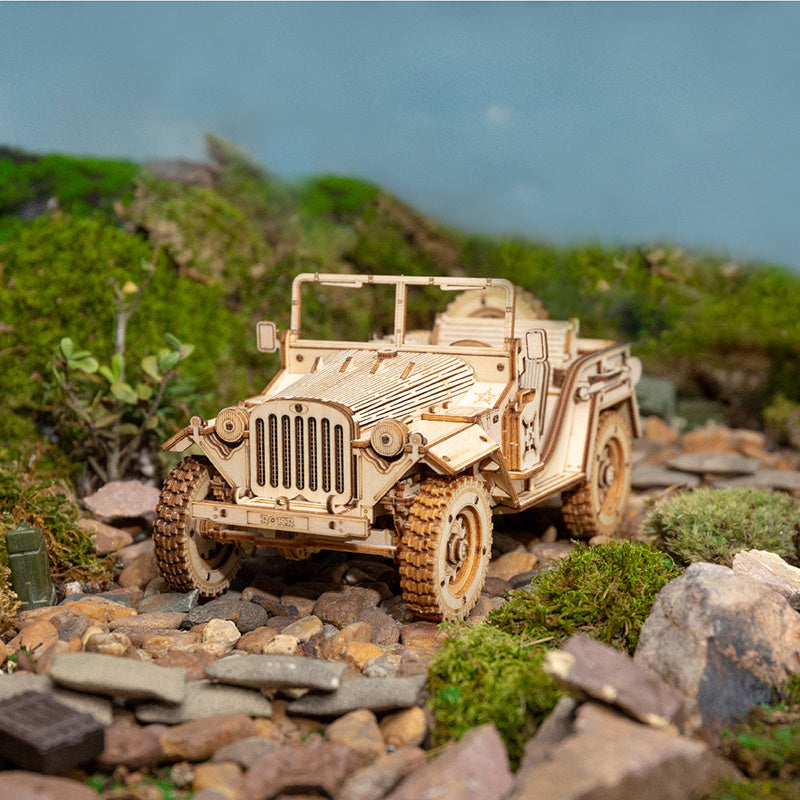 ROKR Army Jeep Wooden Model