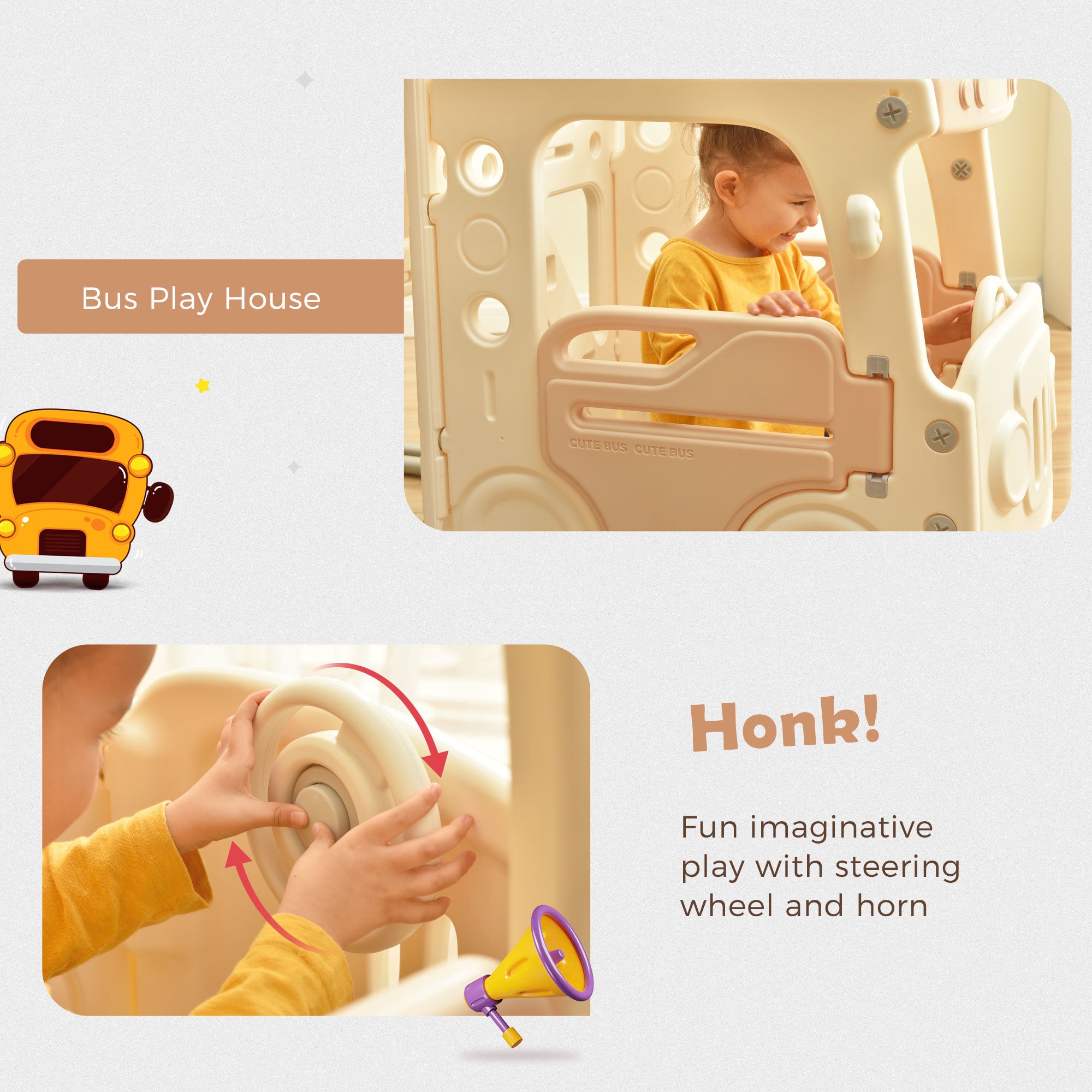 Kids' Beige Bus Play Structure