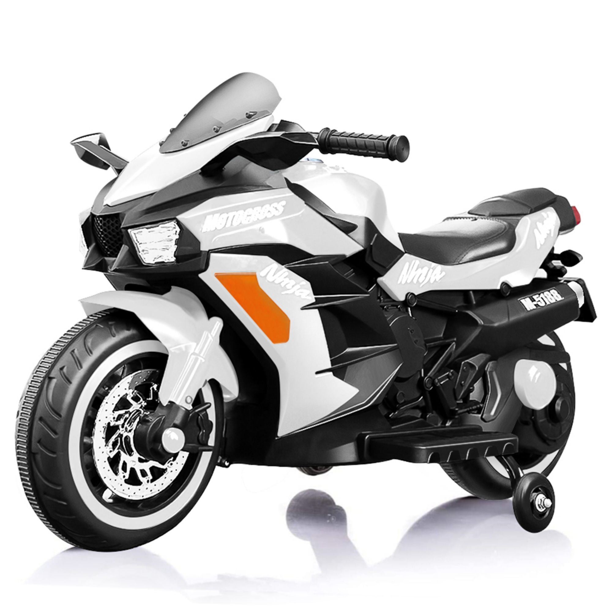 12V Kids Rechargeable Riding Electric Motorcycle - White