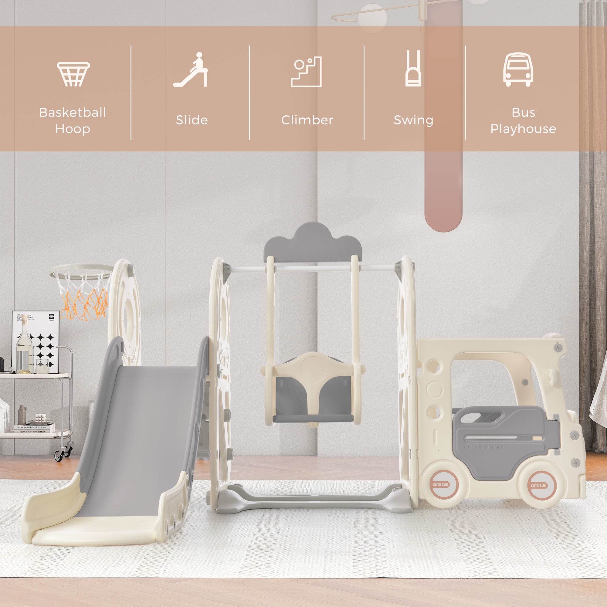 Kids' Gray Bus Play Structure