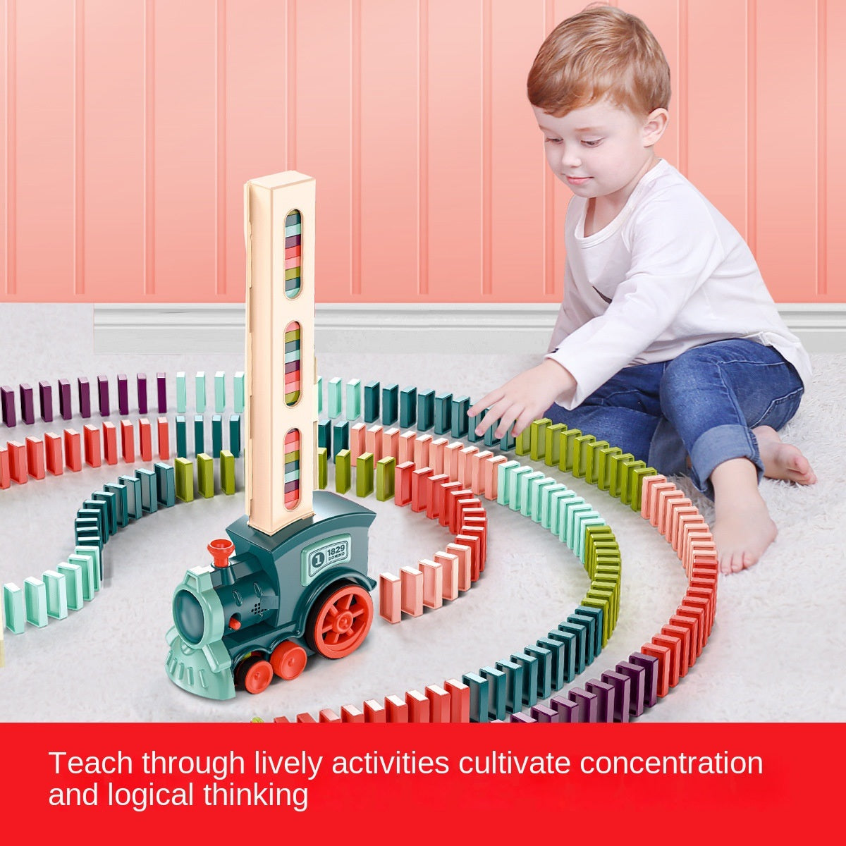 Automatic Domino Train Educational Toy
