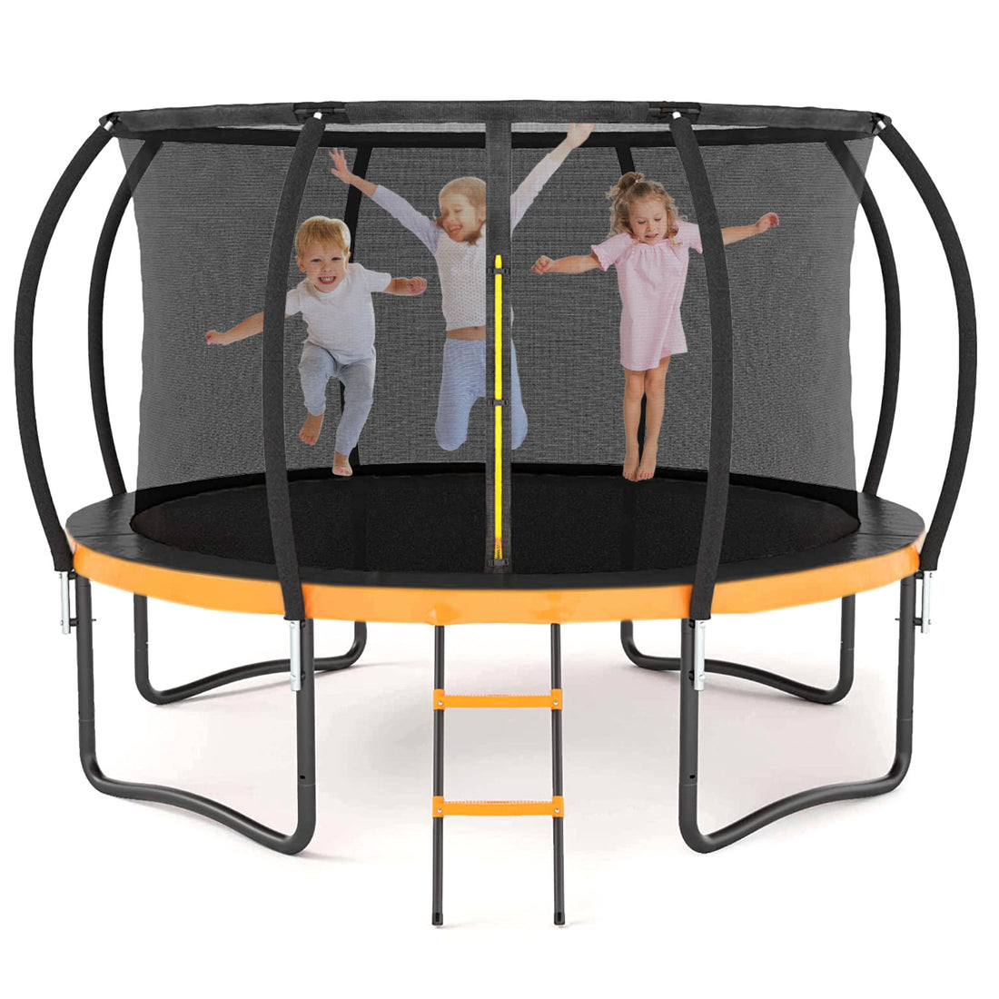 14FT Trampoline with Safety Enclosure (Black & Orange)