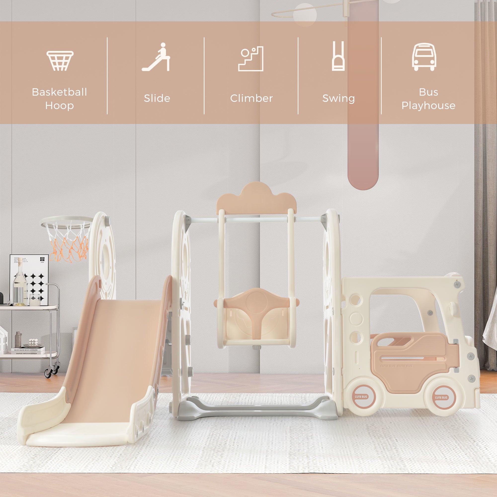 Kids' Beige Bus Play Structure