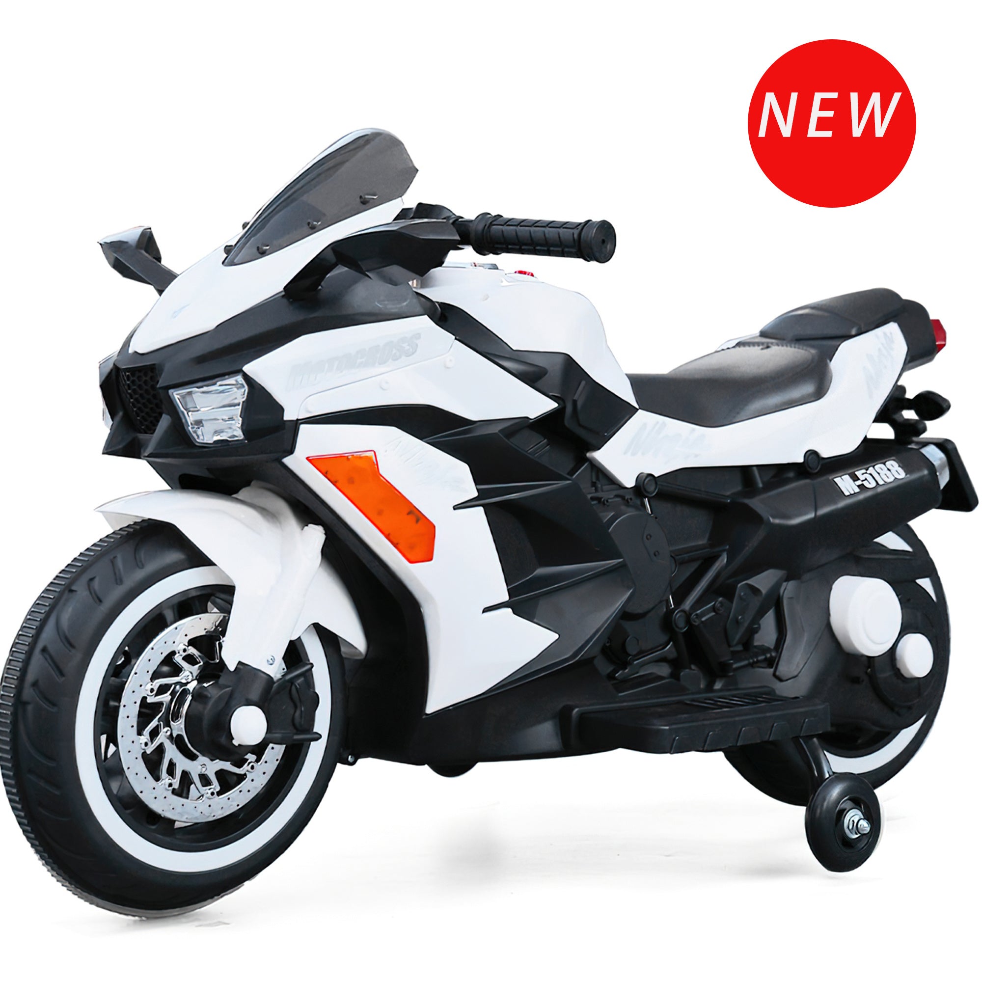 12V Kids Rechargeable Riding Electric Motorcycle - White