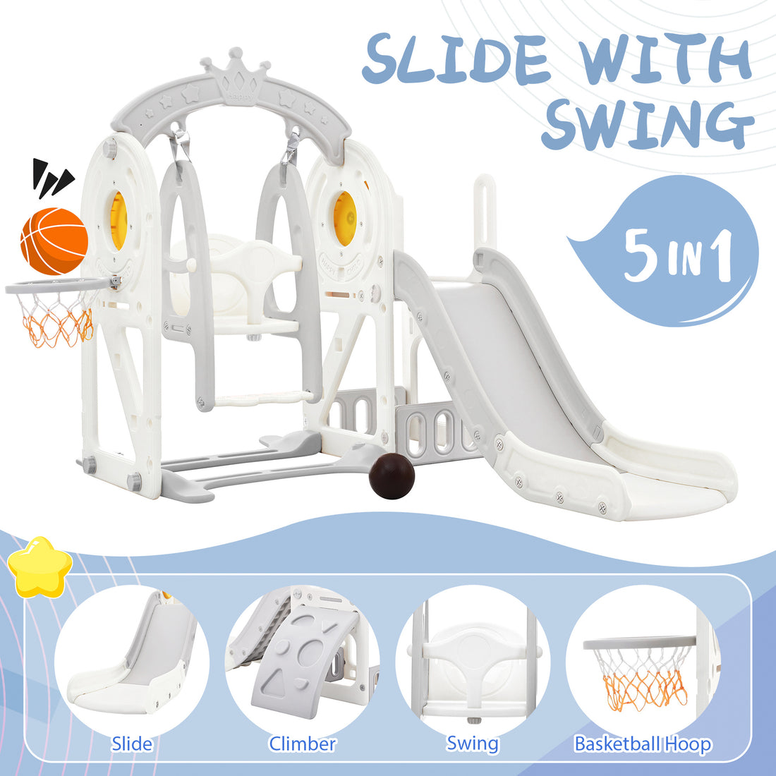 5-in-1 Toddler Playground with Slide