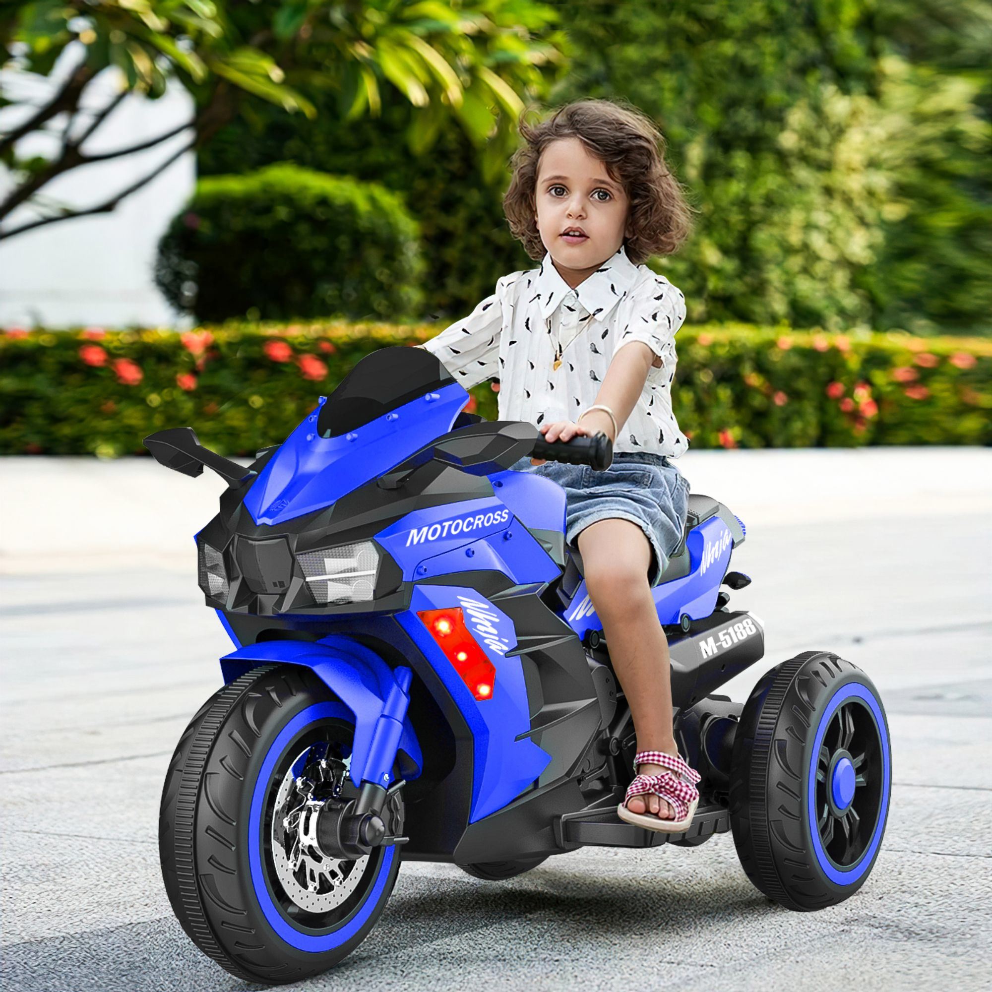 12V 3-Wheel Kids Rechargeable Electric Motorcycle - Blue