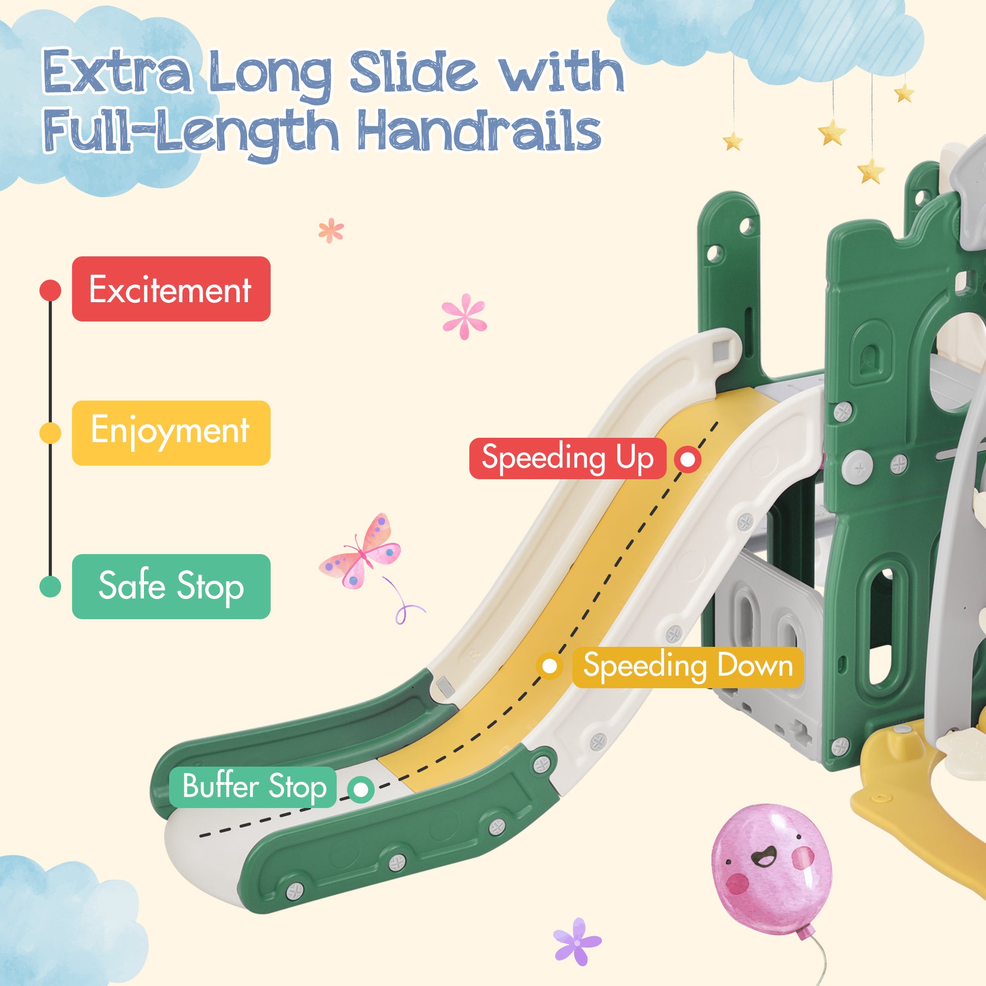 5-in-1 Toddler Playset with Hoop (Green)