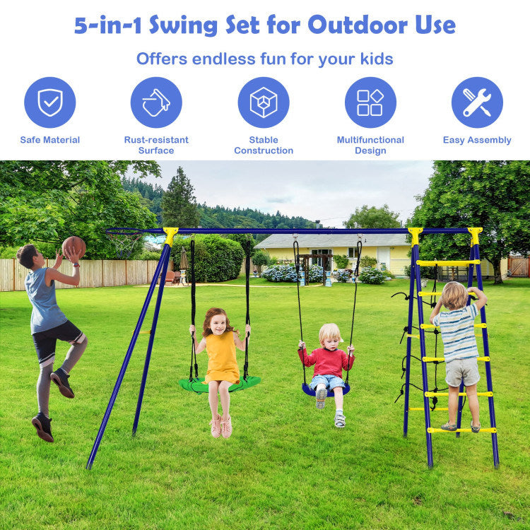 Outdoor Kids Swing Set - 5-in-1