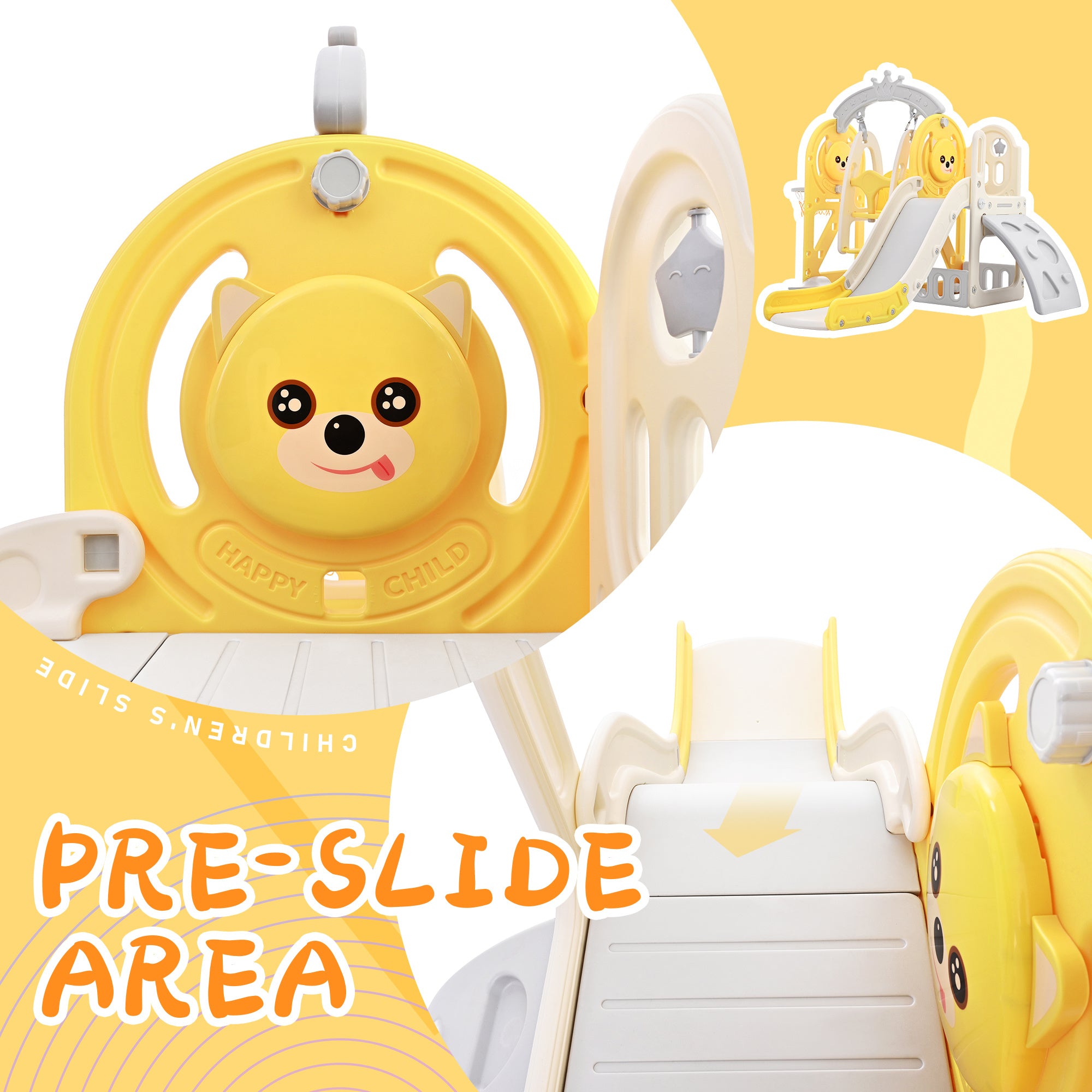 5-in-1 Toddler Playground Set (Yellow)
