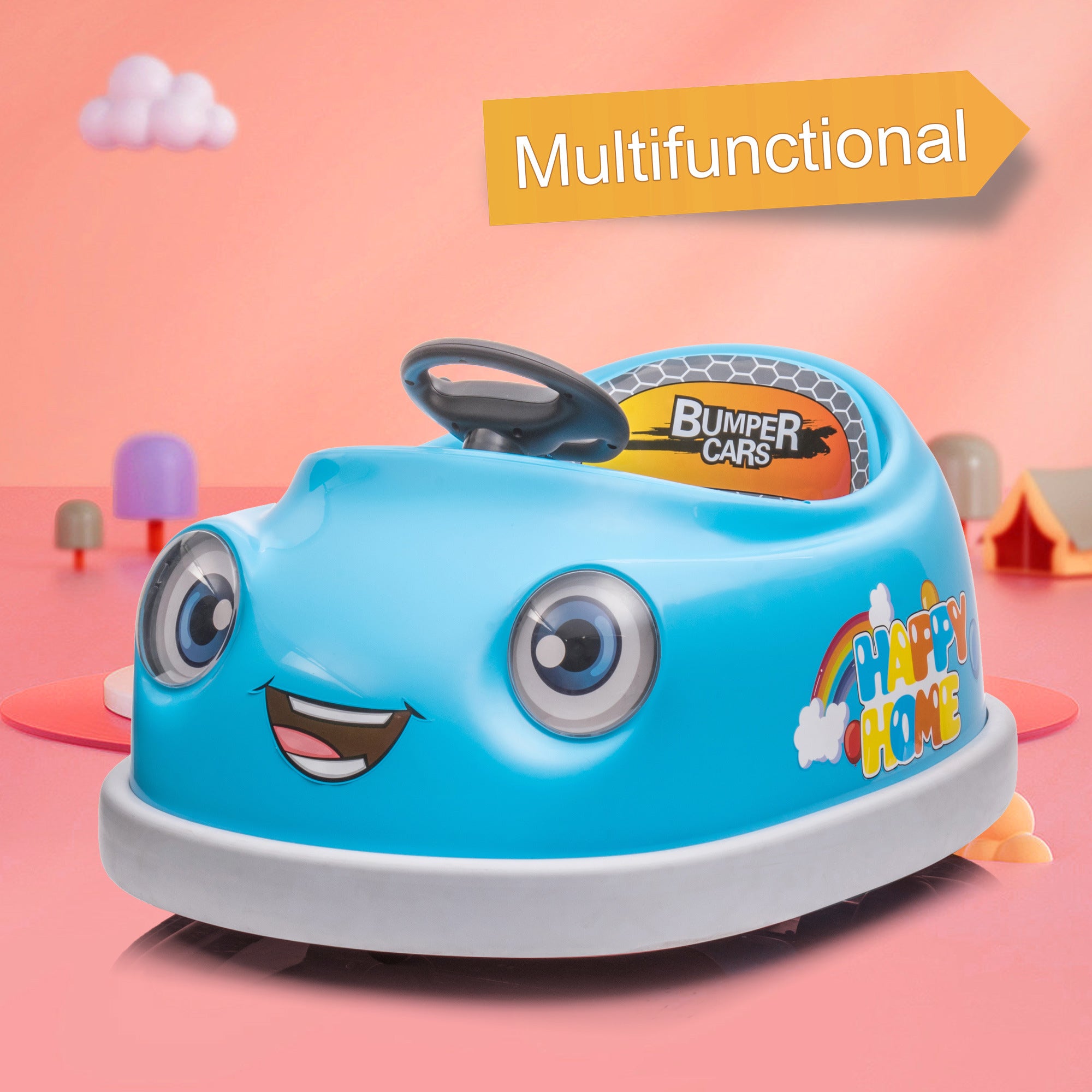 12V Bumper Car for Kids - Electric Car with Music, Rocking Horse Mode, and Anti-Collision Bumper