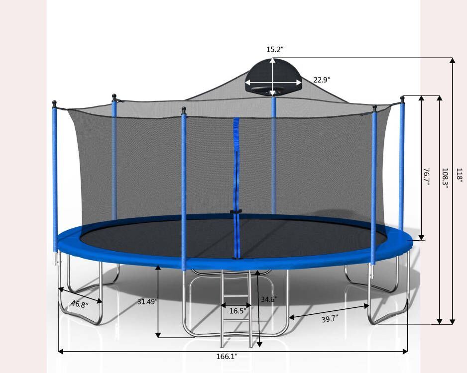 14FT Trampoline with Basketball Hoop