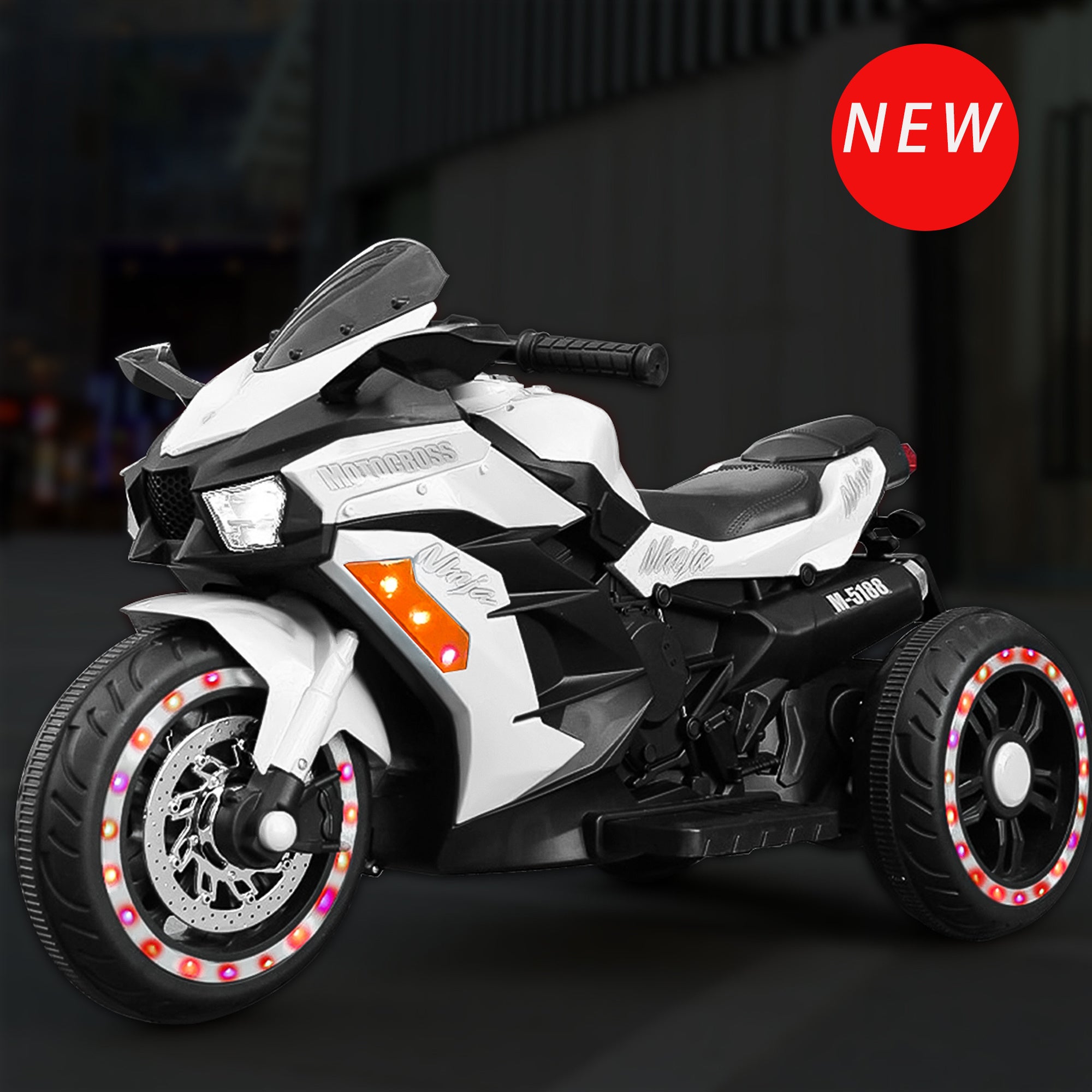 12V Kids Rechargeable Riding Electric Motorcycle - White