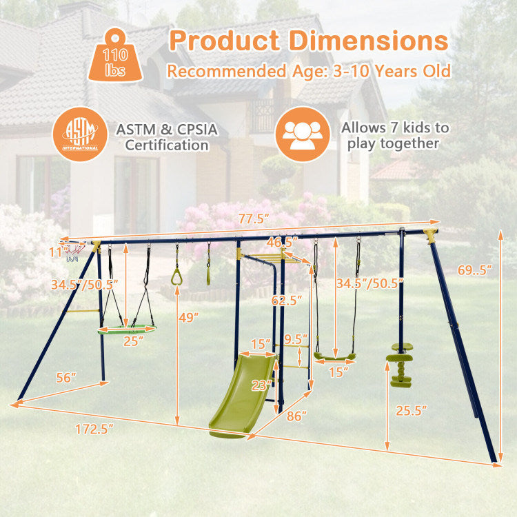 7-in-1 Stable A-shaped Swing Set