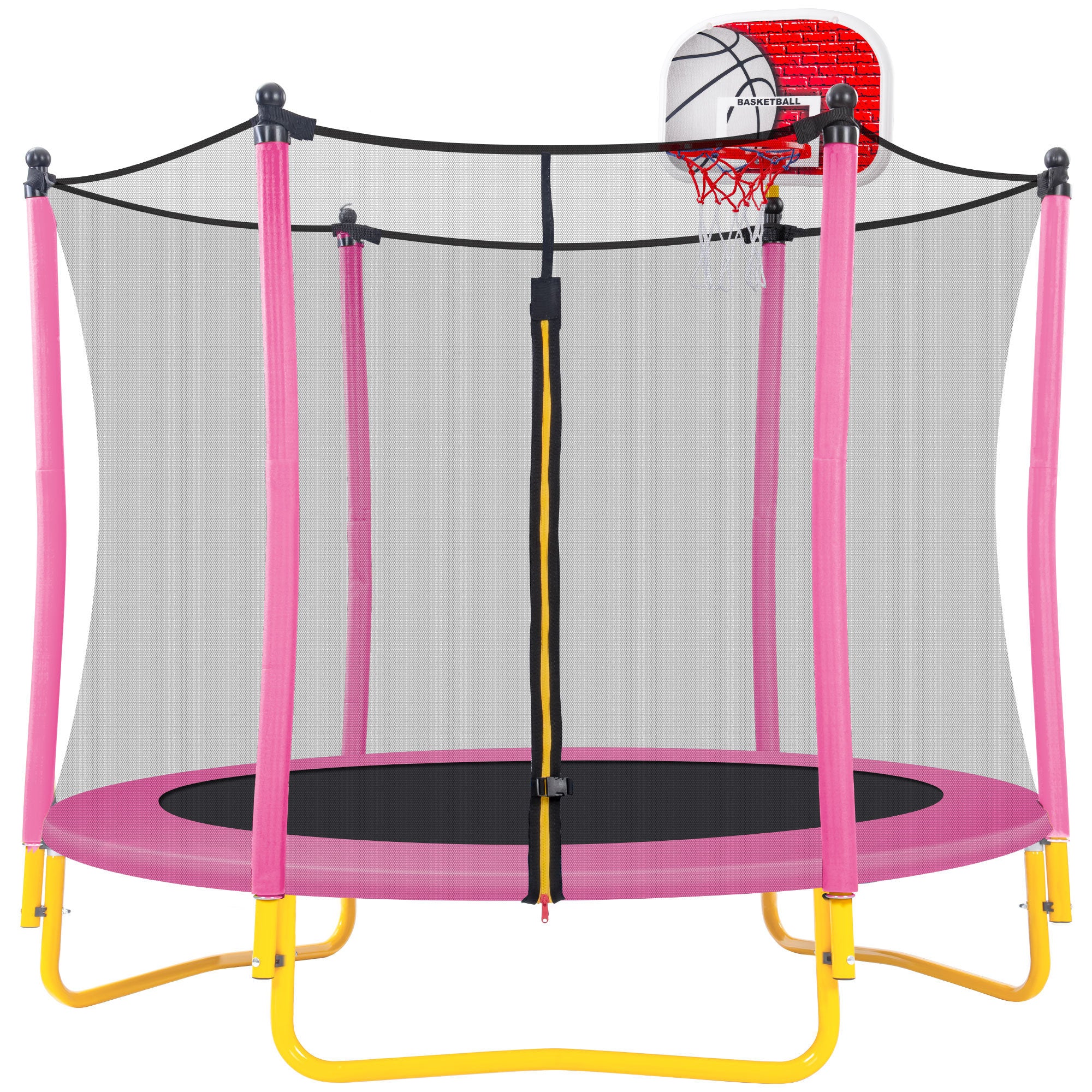 5.5FT Kids Trampoline with Basketball (Pink)