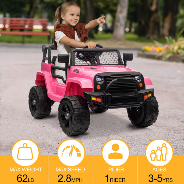 Dual Drive 12V 4.5A.h with 2.4G Remote Control Jeep Pink