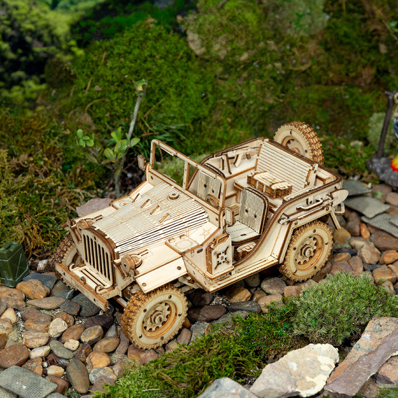 ROKR Army Jeep Wooden Model