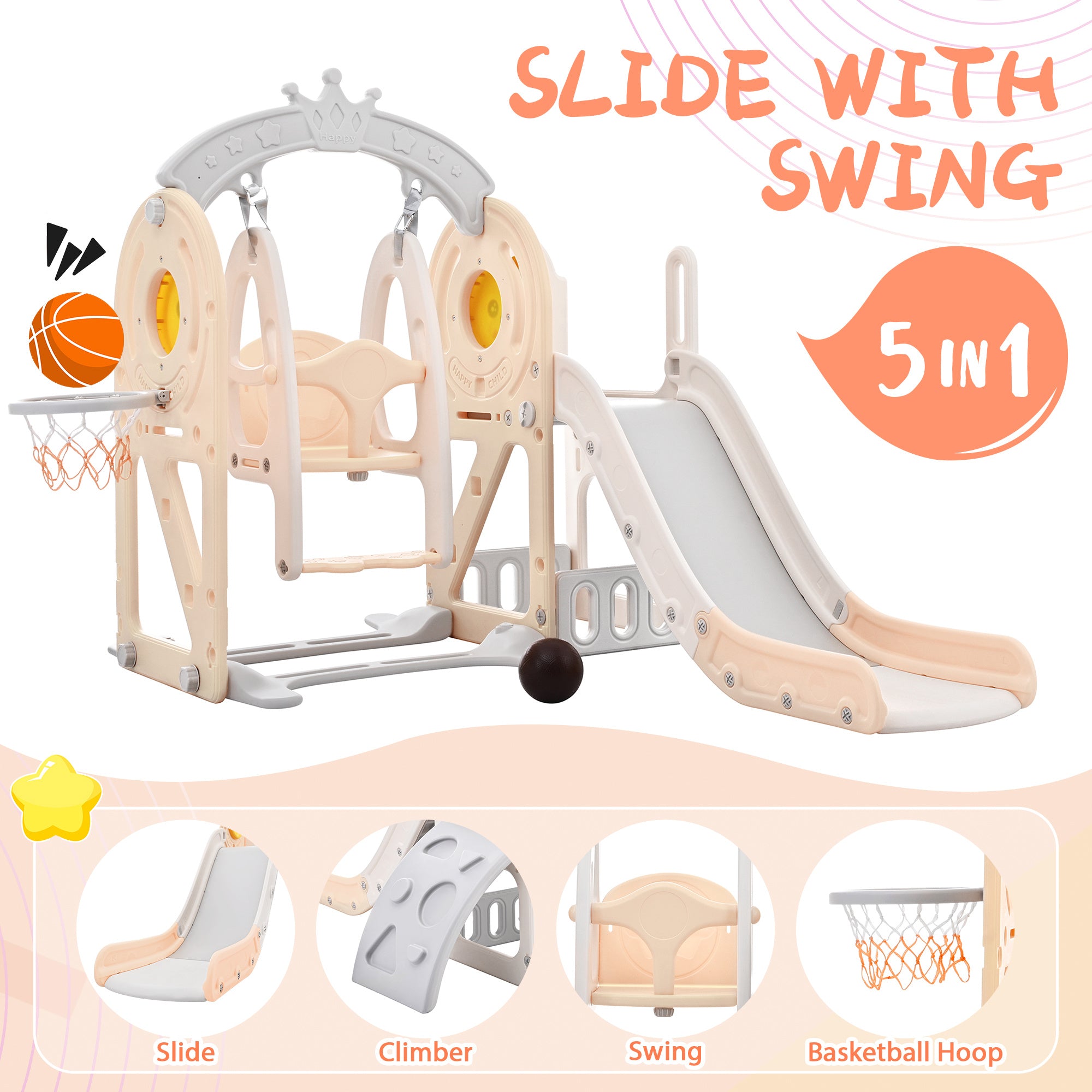 5-in-1 Toddler Playground with Slide