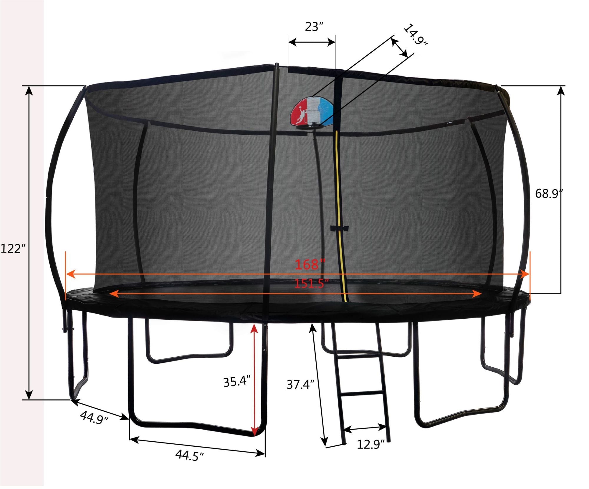 14FT Trampoline with Backboard
