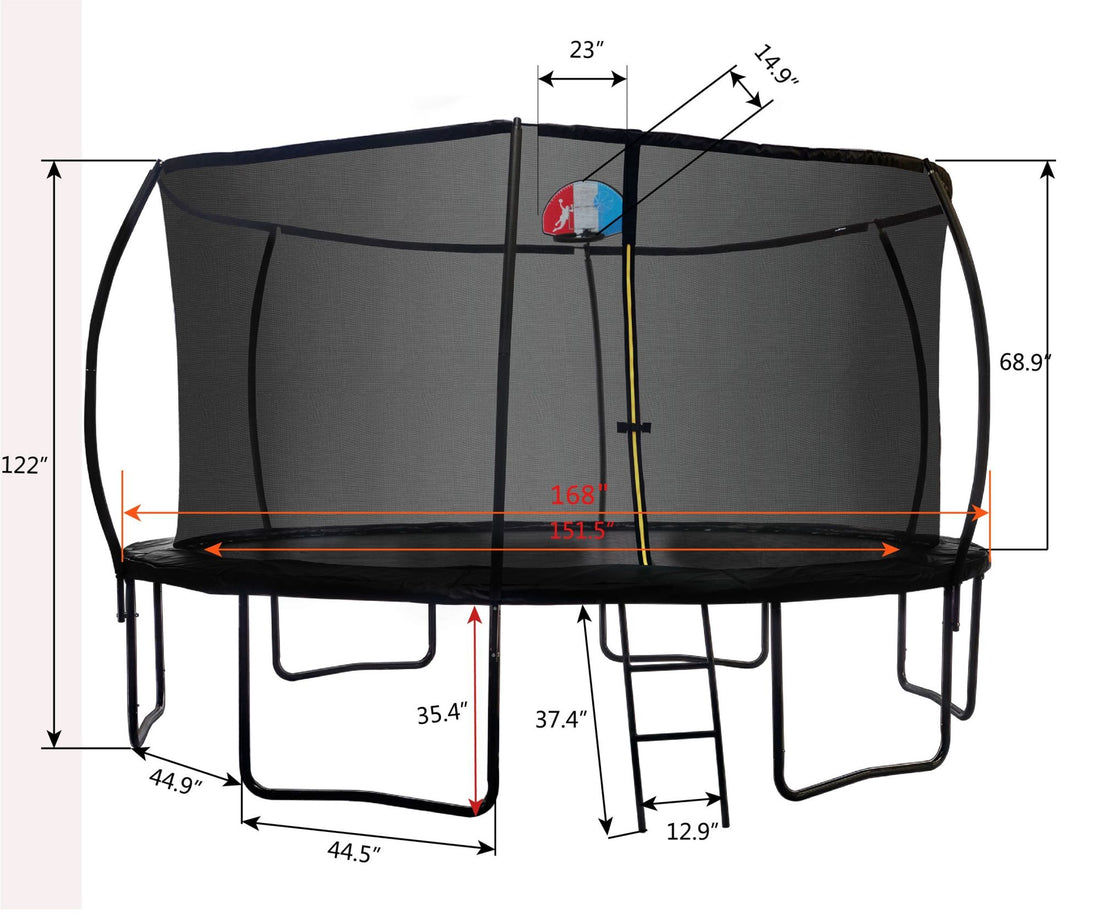 14FT Trampoline with Backboard