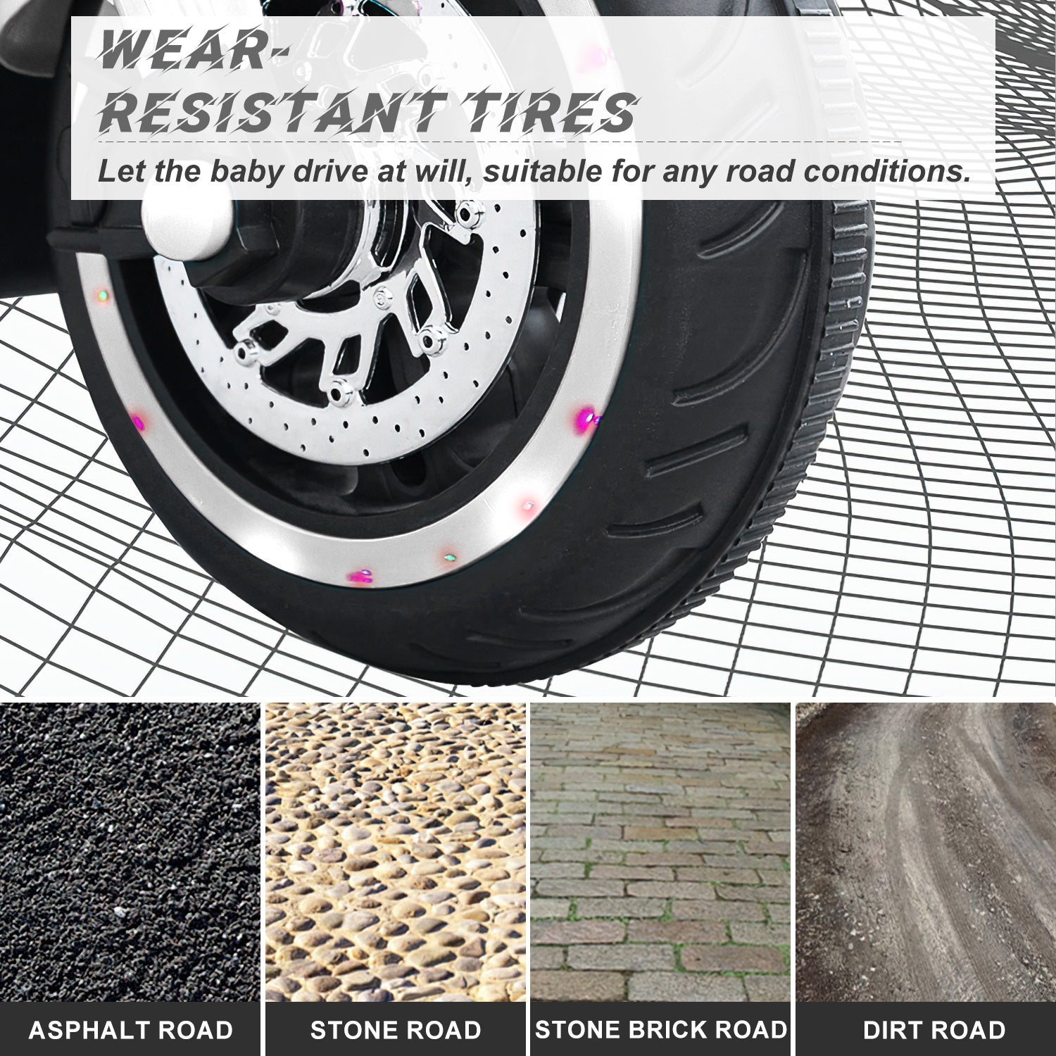 12V Kids Rechargeable Riding Electric Motorcycle - White