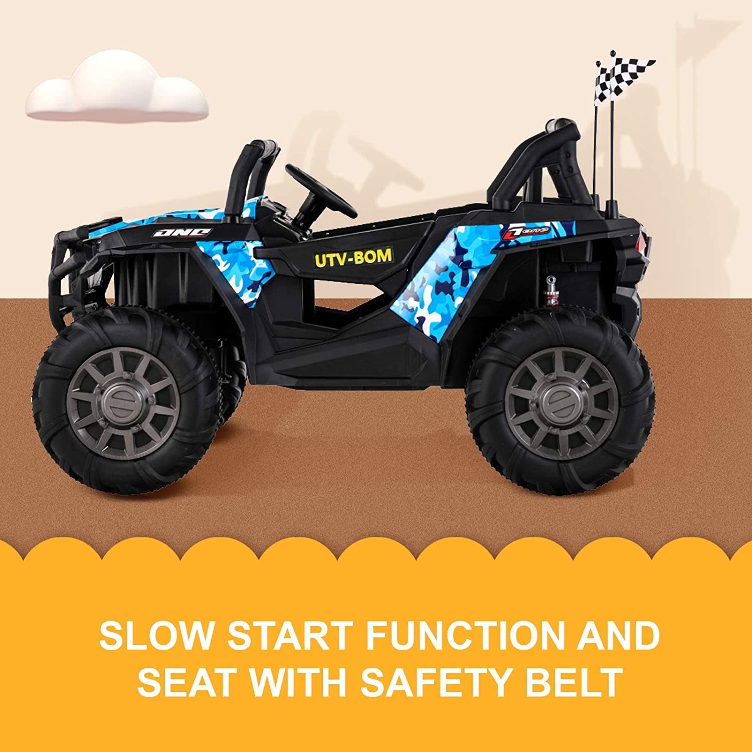 Uenjoy 12V Two-Seater Off-Road Electric Ride-On Truck (Blue)