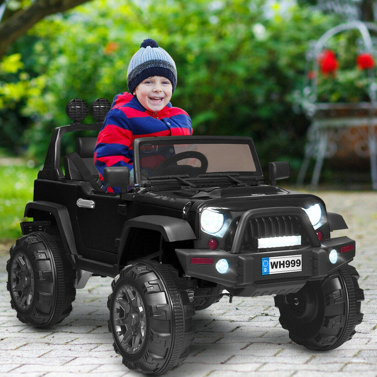 Black 12V Kids Ride-On Truck with Remote Control