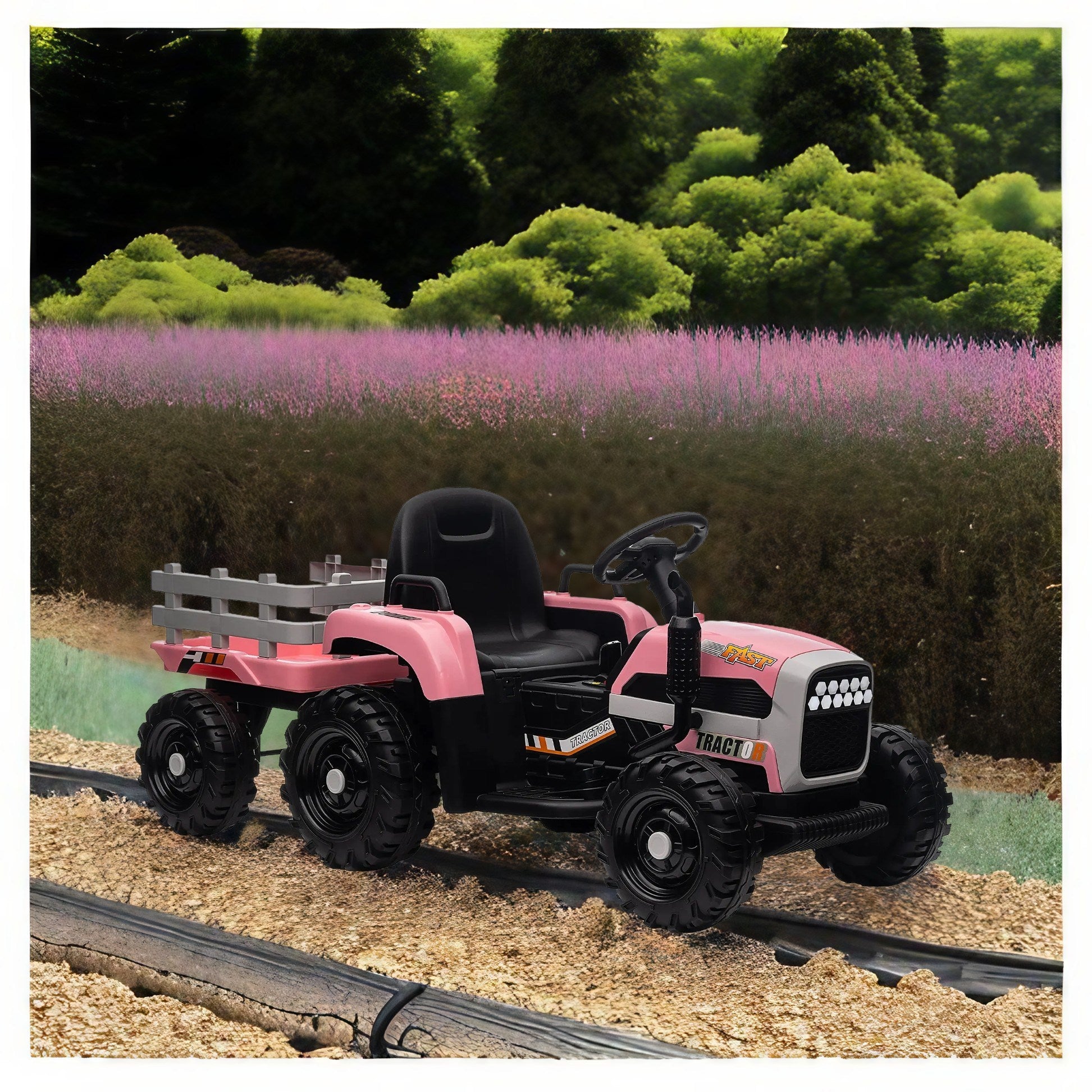 12V Ride-On Tractor with Trailer